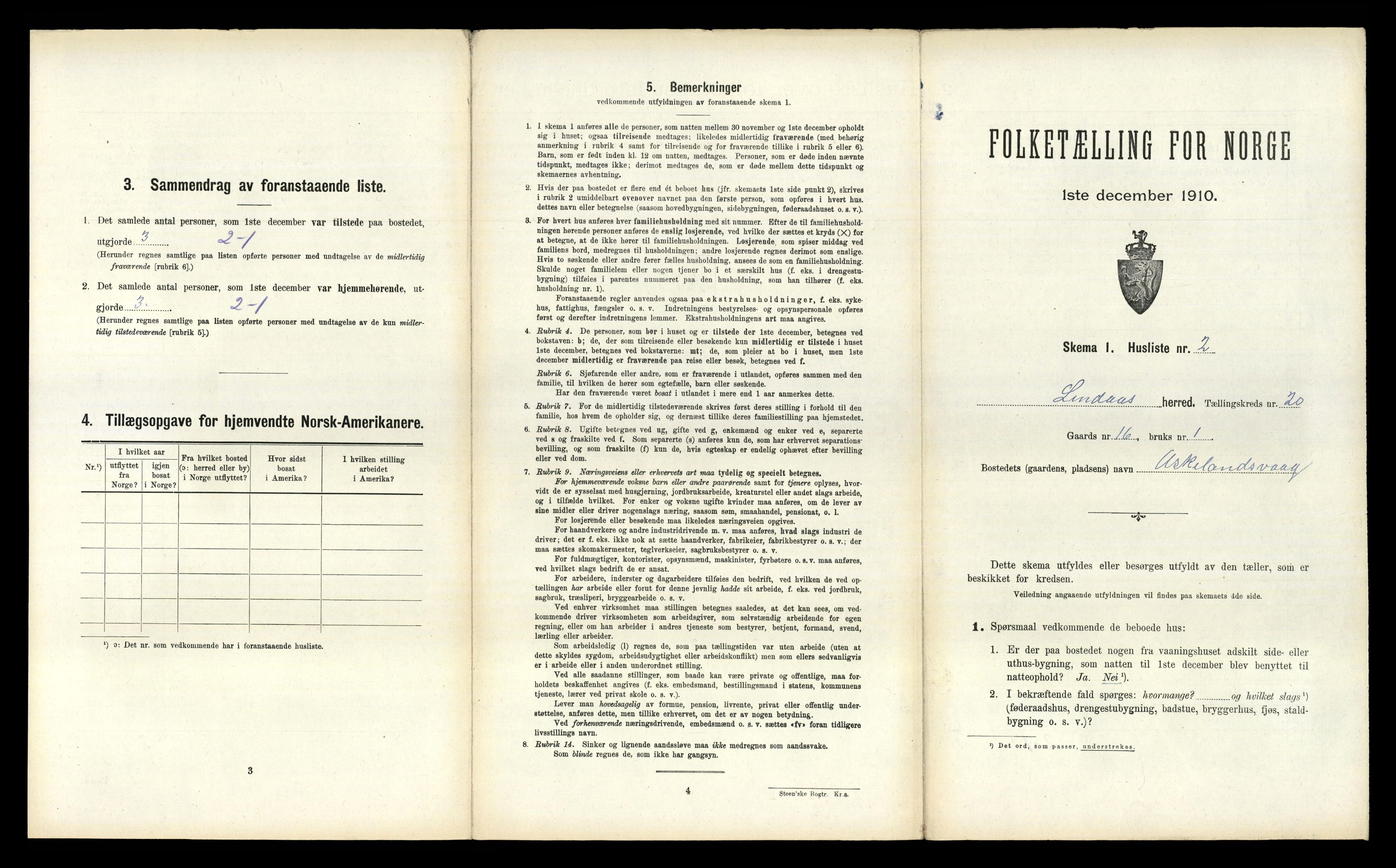 RA, 1910 census for Lindås, 1910, p. 1242