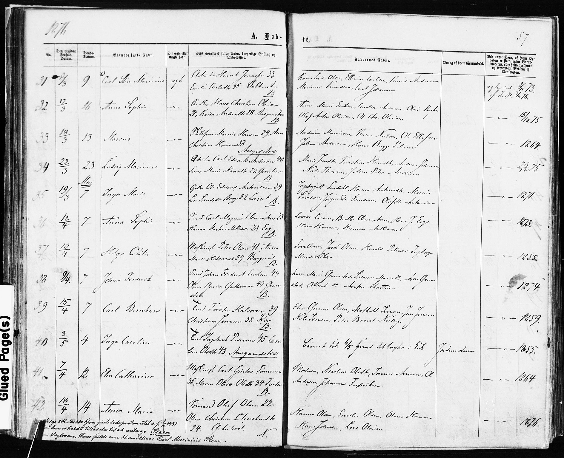 Borre kirkebøker, AV/SAKO-A-338/F/Fa/L0008: Parish register (official) no. I 8, 1868-1877, p. 57