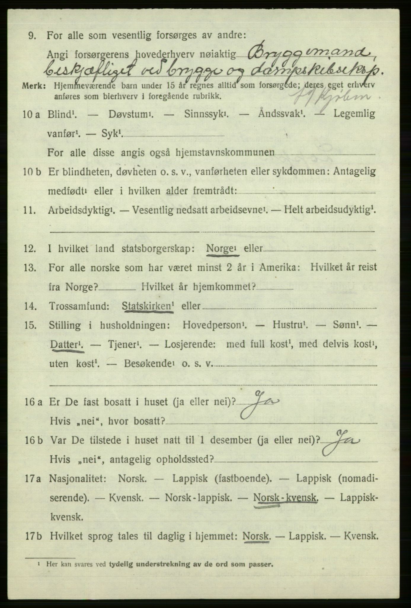 SATØ, 1920 census for Loppa, 1920, p. 2721