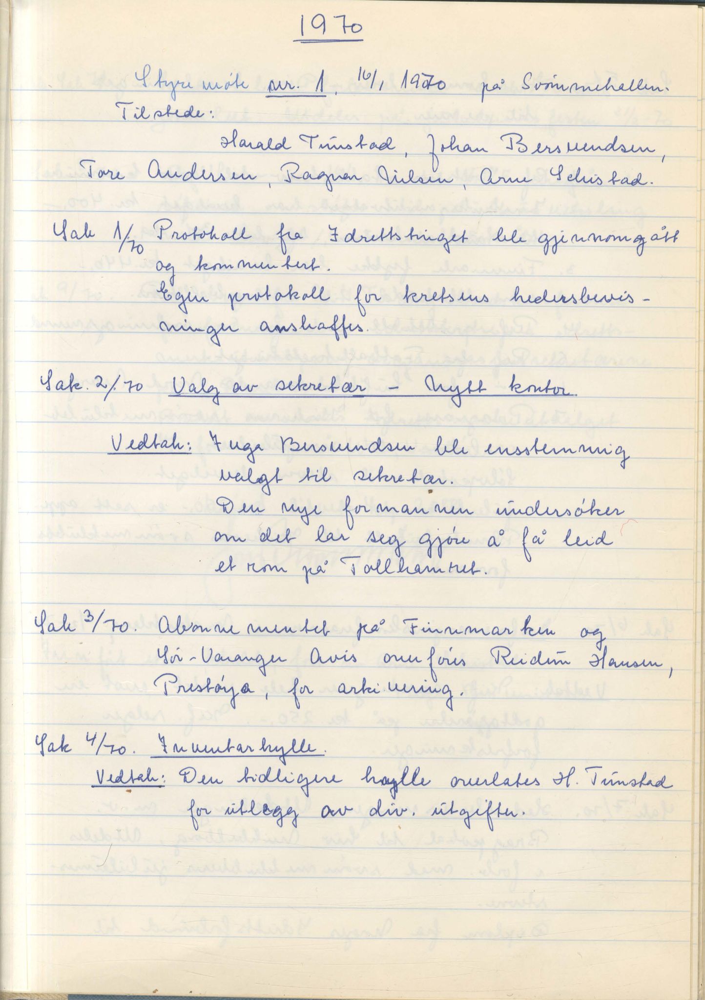 Aust-Finnmark Idrettskrets , FMFB/A-1041/A/L0007: Møteprotokoll for arbeidsutvalg, 1963-1971, p. 211