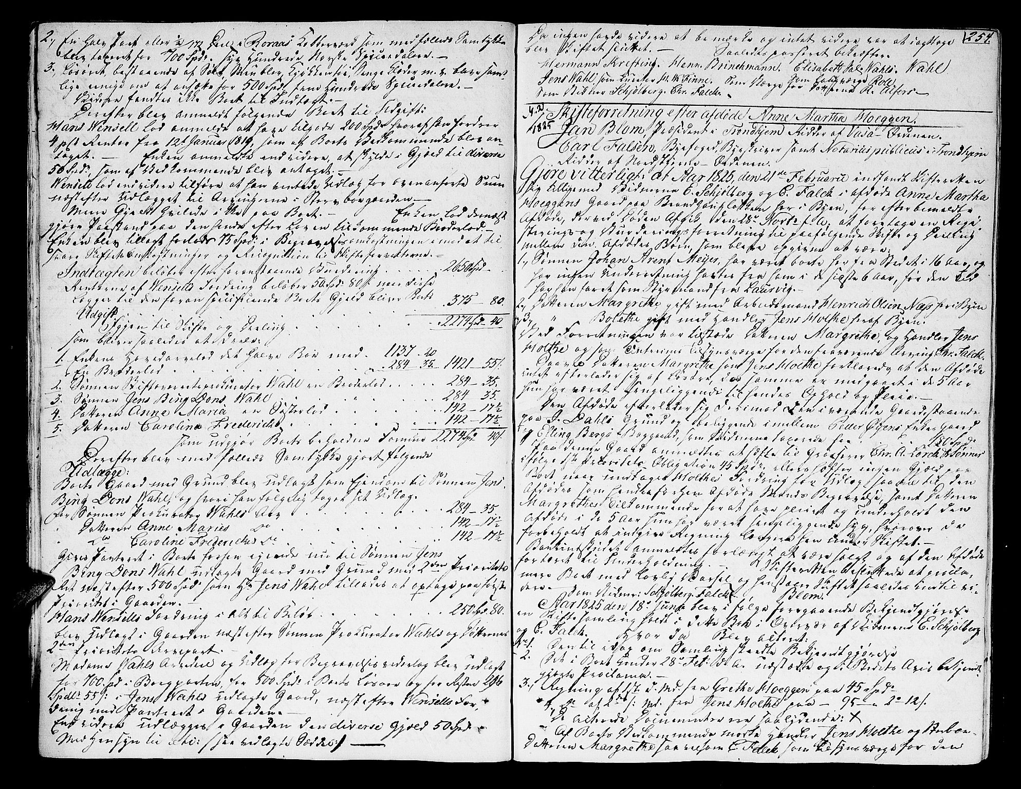 Trondheim byfogd, AV/SAT-A-0003/1/3/3A/L0027: Skifteprotokoll - gml.nr.22. (m/ register) U, 1825-1829, p. 253b-254a
