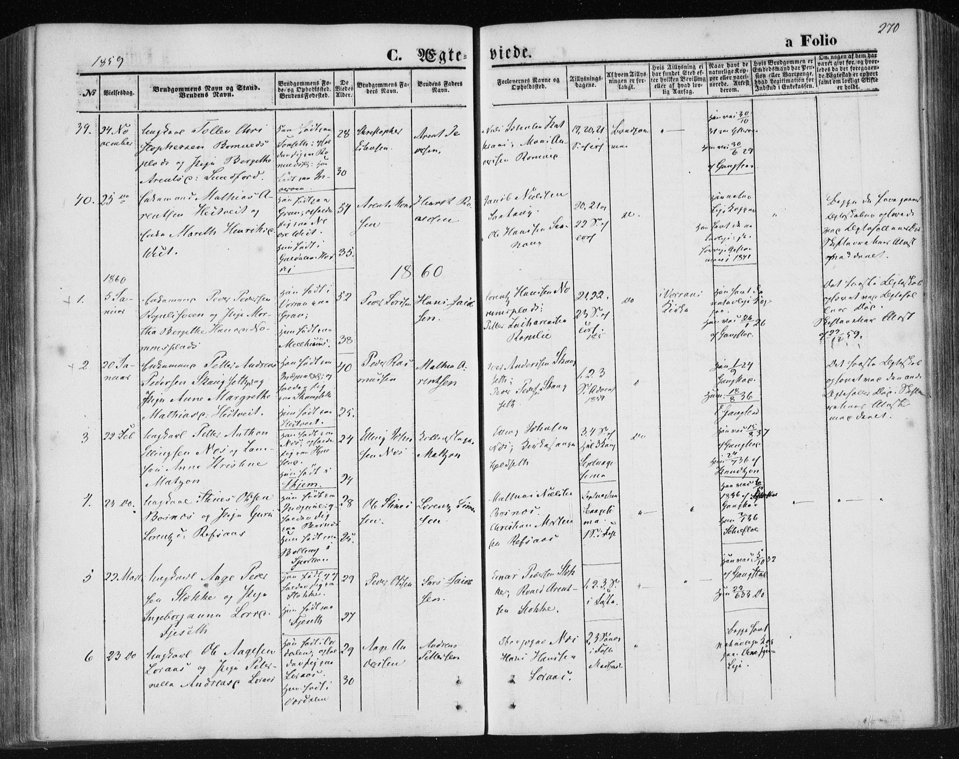 Ministerialprotokoller, klokkerbøker og fødselsregistre - Nord-Trøndelag, SAT/A-1458/730/L0283: Parish register (official) no. 730A08, 1855-1865, p. 270
