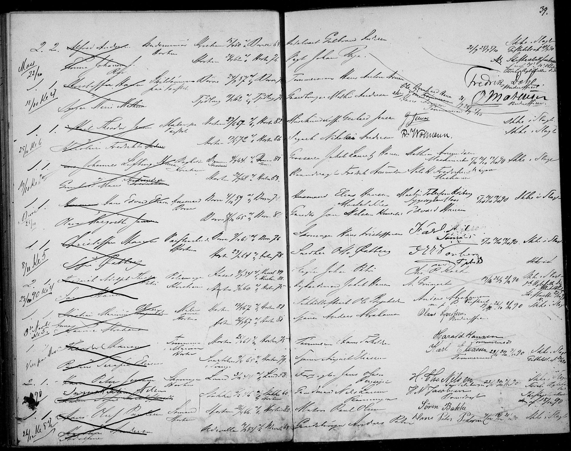 Horten kirkebøker, AV/SAKO-A-348/H/Ha/L0002: Banns register no. 2, 1881-1891, p. 39