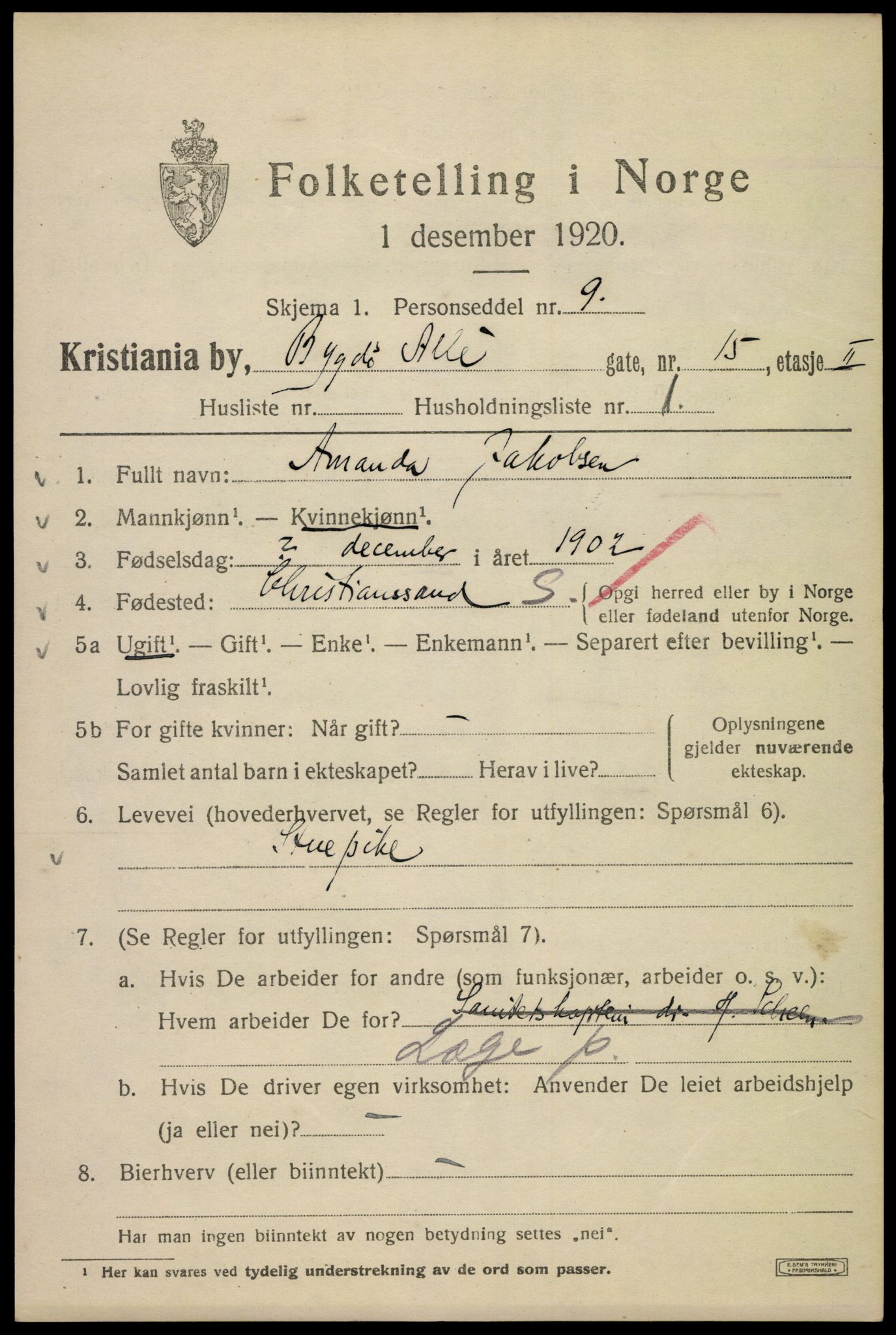 SAO, 1920 census for Kristiania, 1920, p. 176765