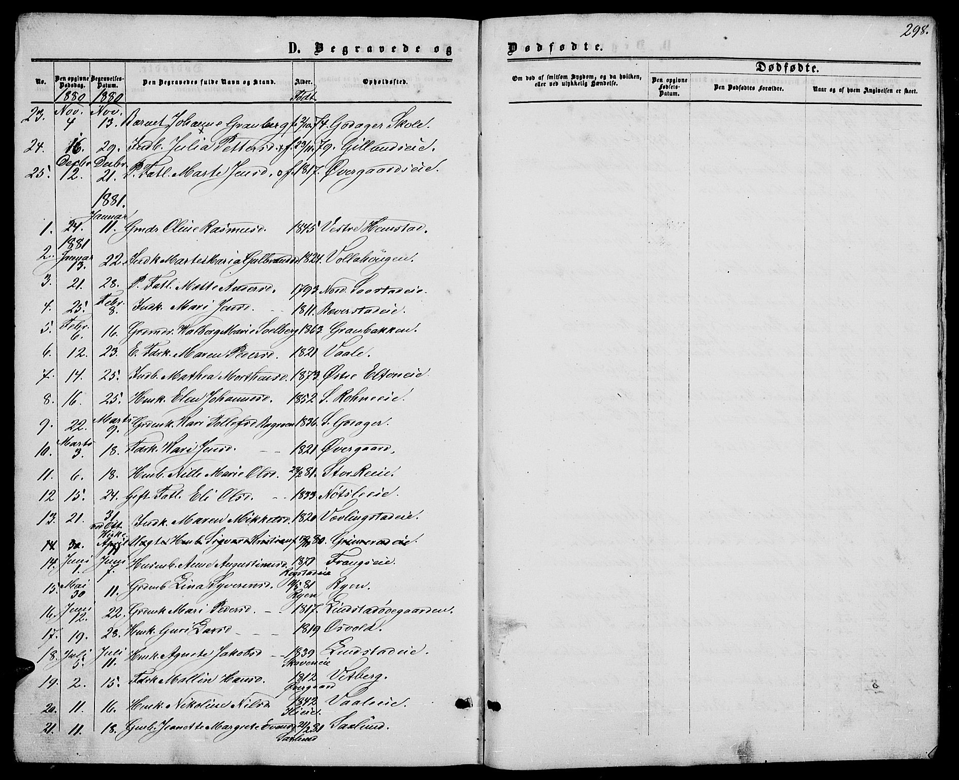 Stange prestekontor, SAH/PREST-002/L/L0006: Parish register (copy) no. 6, 1864-1882, p. 298