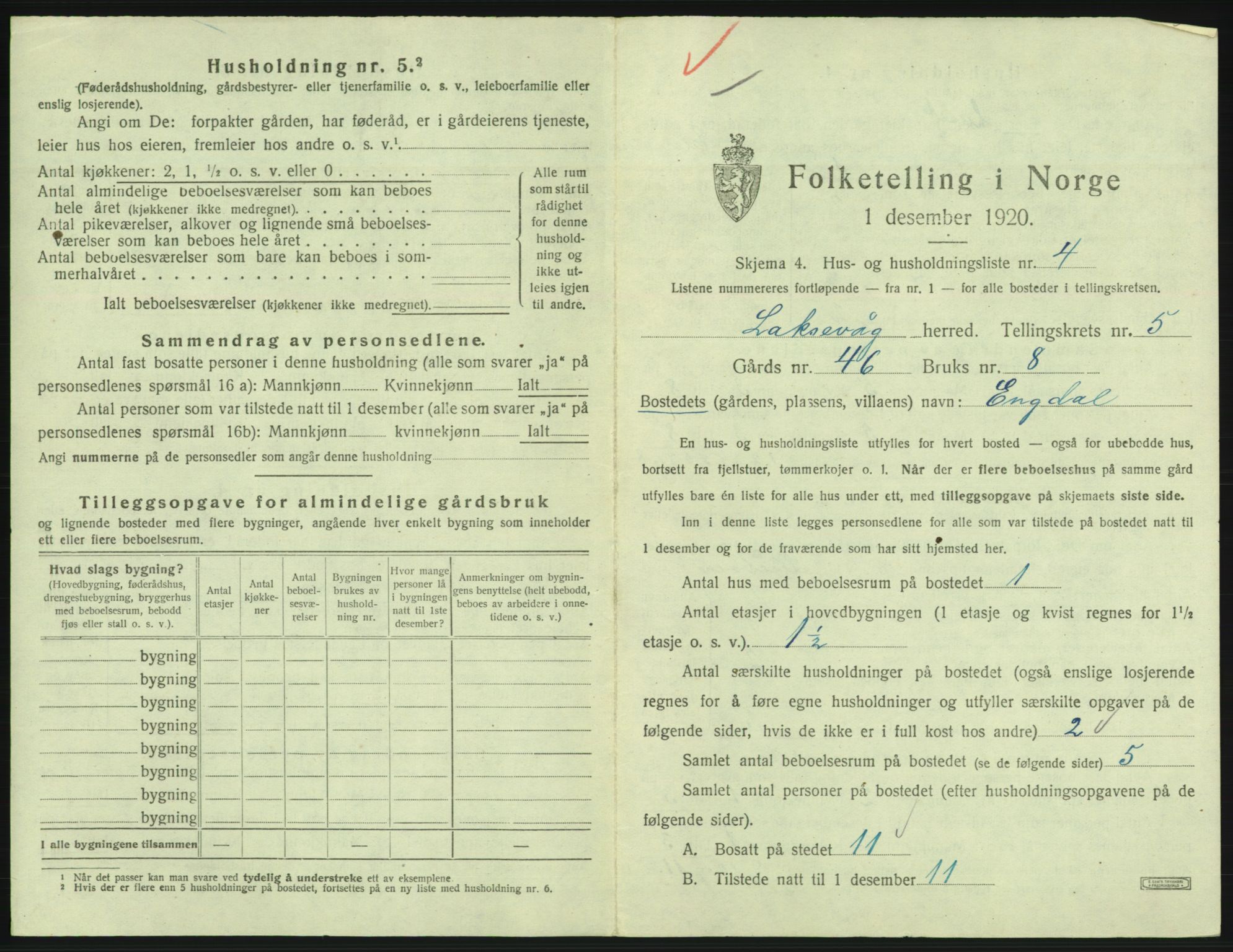 SAB, 1920 census for Laksevåg, 1920, p. 1202