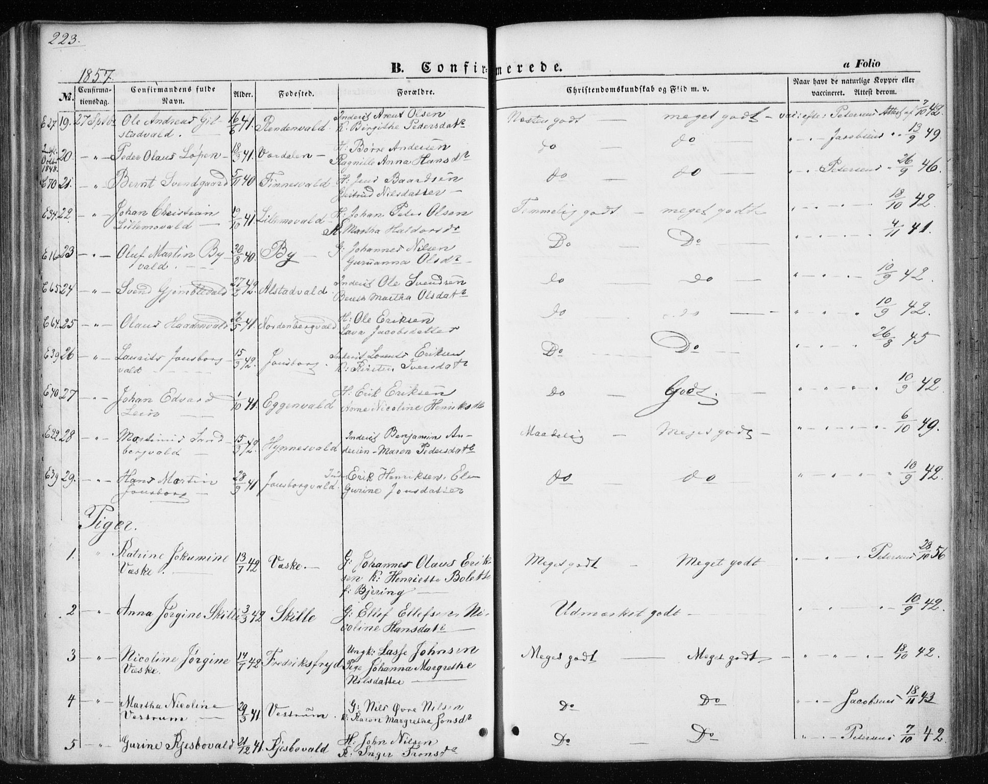 Ministerialprotokoller, klokkerbøker og fødselsregistre - Nord-Trøndelag, AV/SAT-A-1458/717/L0154: Parish register (official) no. 717A07 /1, 1850-1862, p. 223