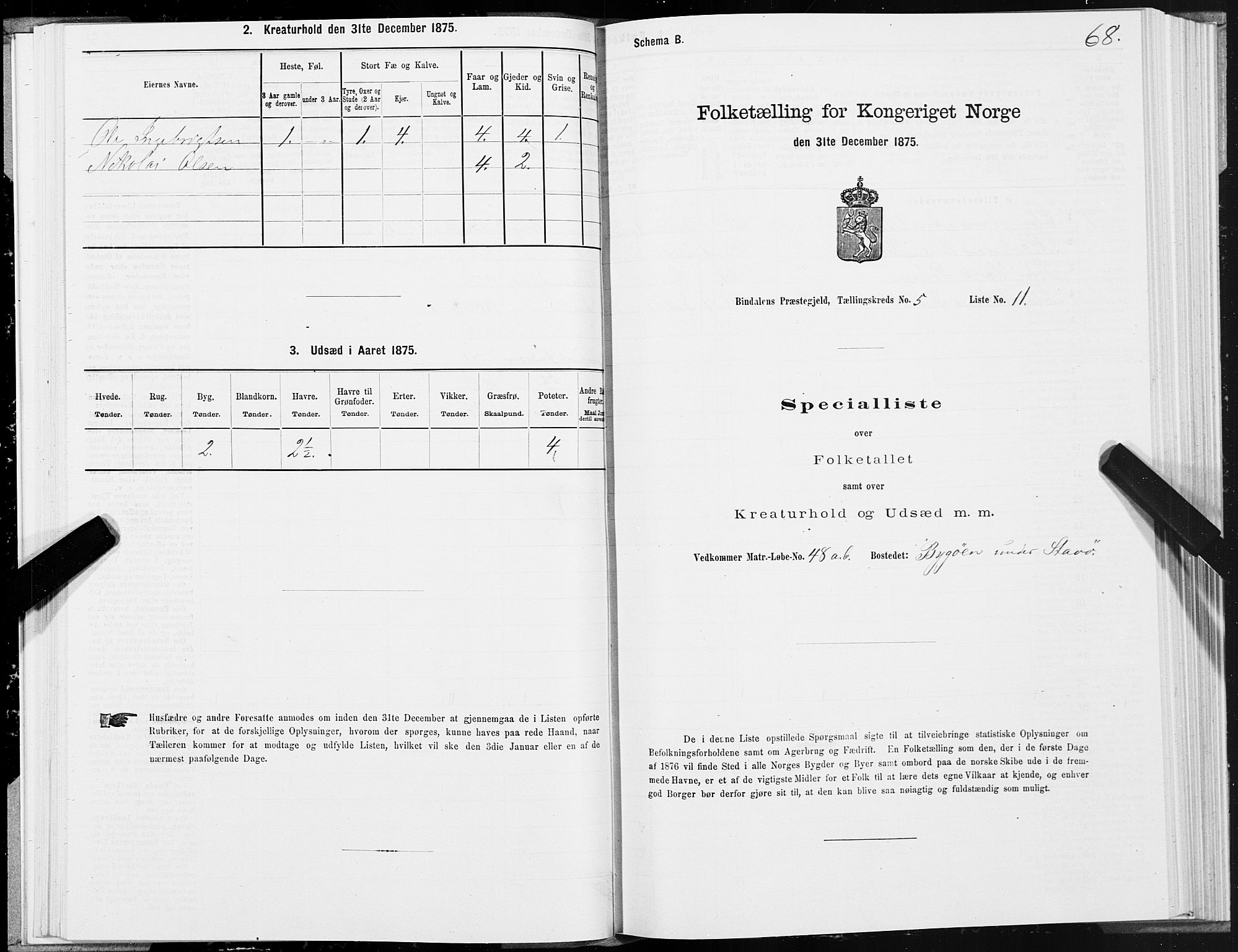 SAT, 1875 census for 1811P Bindal, 1875, p. 2068