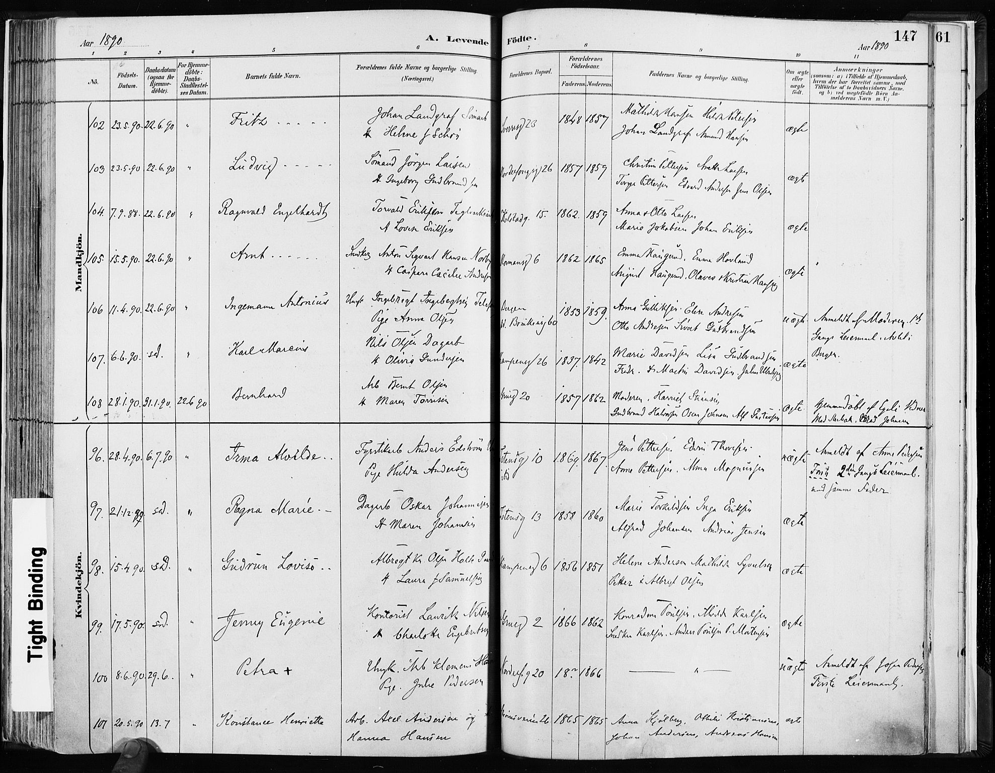 Kampen prestekontor Kirkebøker, AV/SAO-A-10853/F/Fa/L0003: Parish register (official) no. I 3, 1886-1892, p. 147