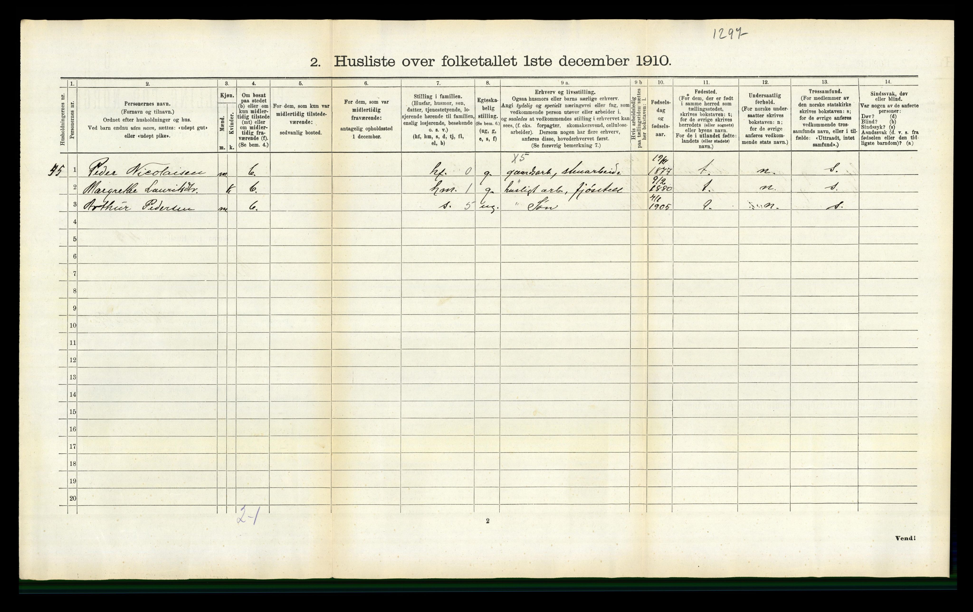 RA, 1910 census for Beiarn, 1910, p. 482