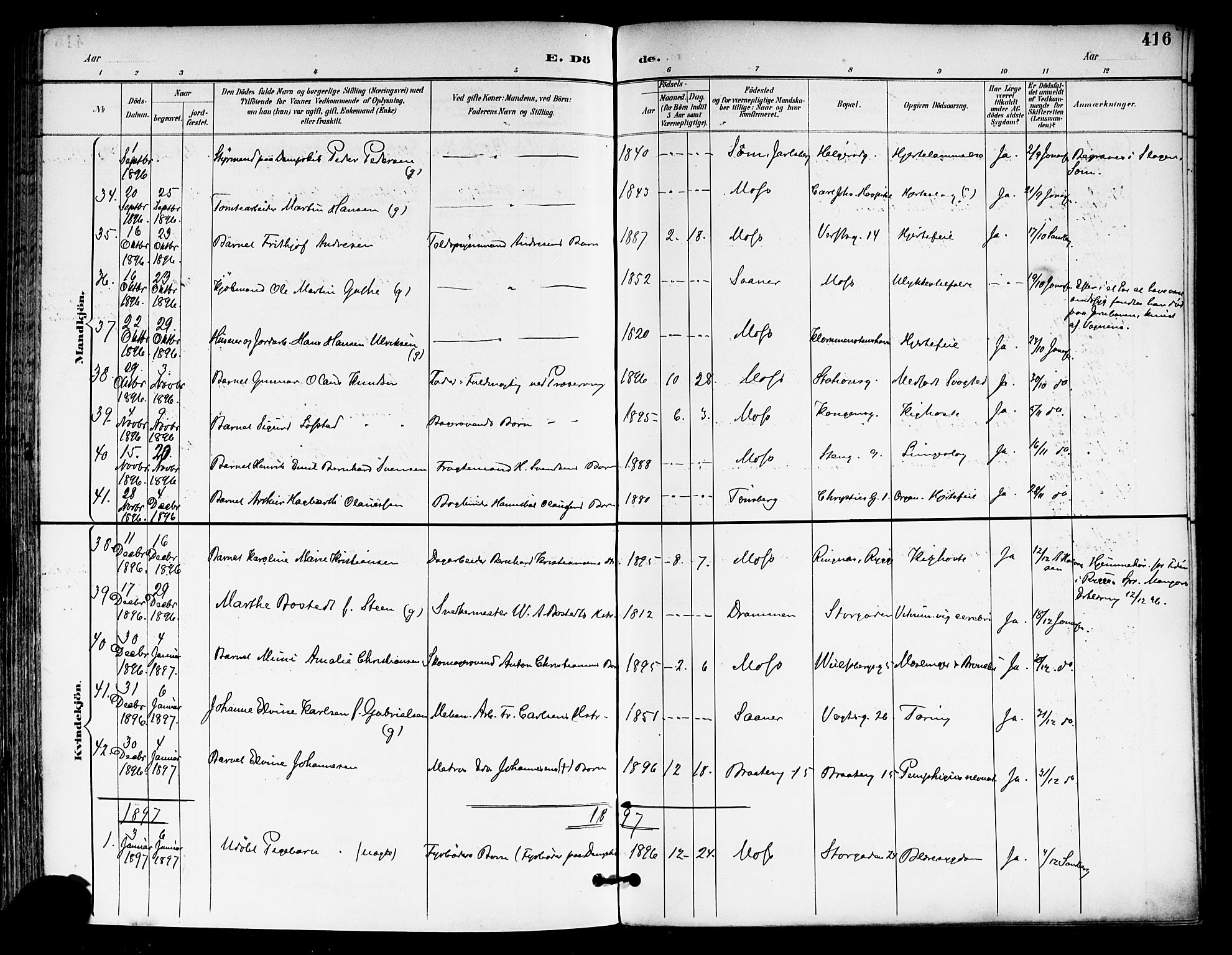 Moss prestekontor Kirkebøker, SAO/A-2003/F/Fb/L0003: Parish register (official) no. II 3, 1894-1901, p. 416