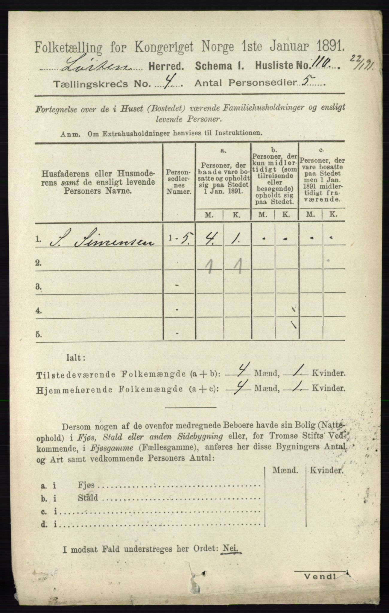 RA, 1891 census for 0415 Løten, 1891, p. 2779