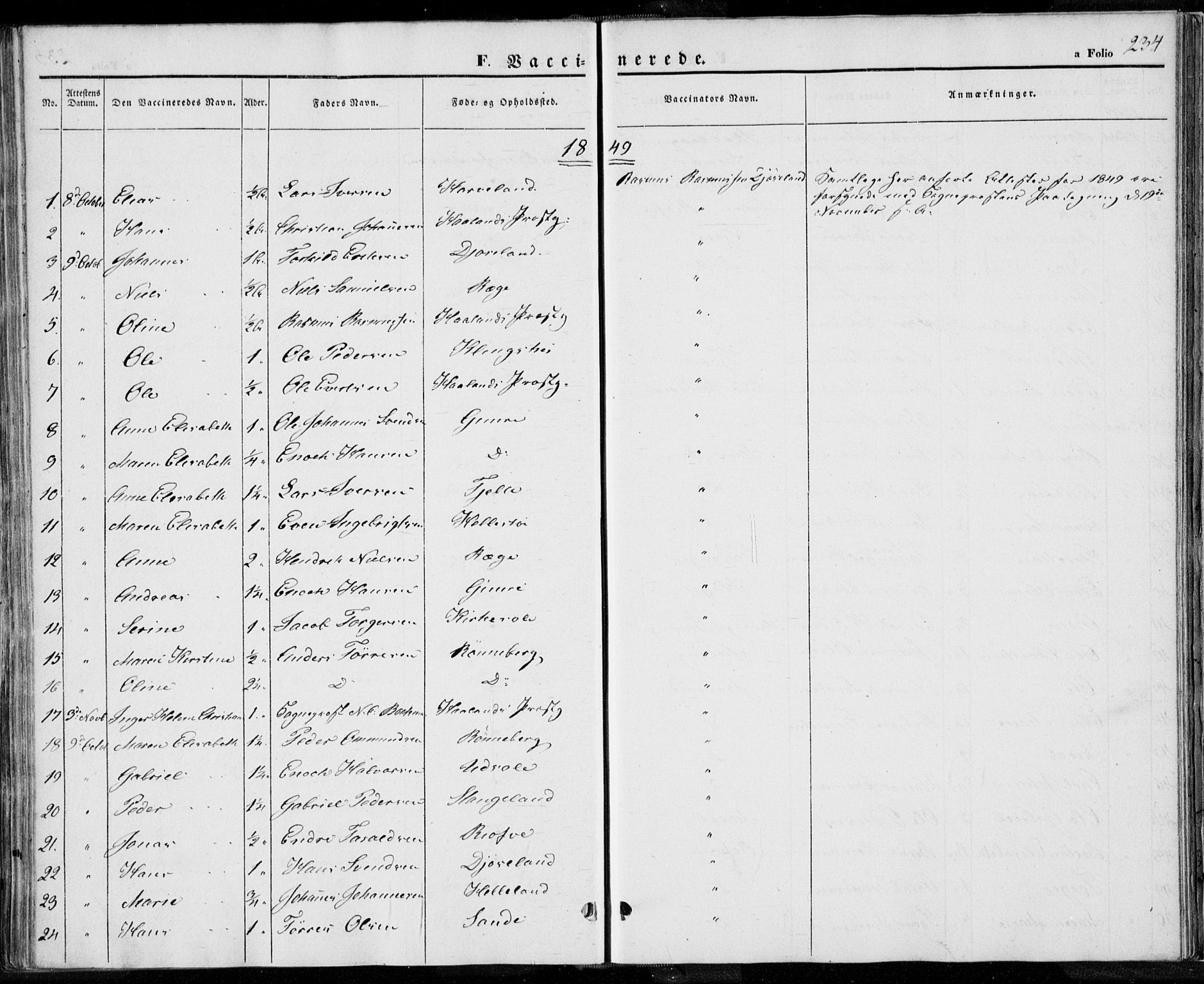 Håland sokneprestkontor, AV/SAST-A-101802/001/30BA/L0006: Parish register (official) no. A 6, 1842-1853, p. 234