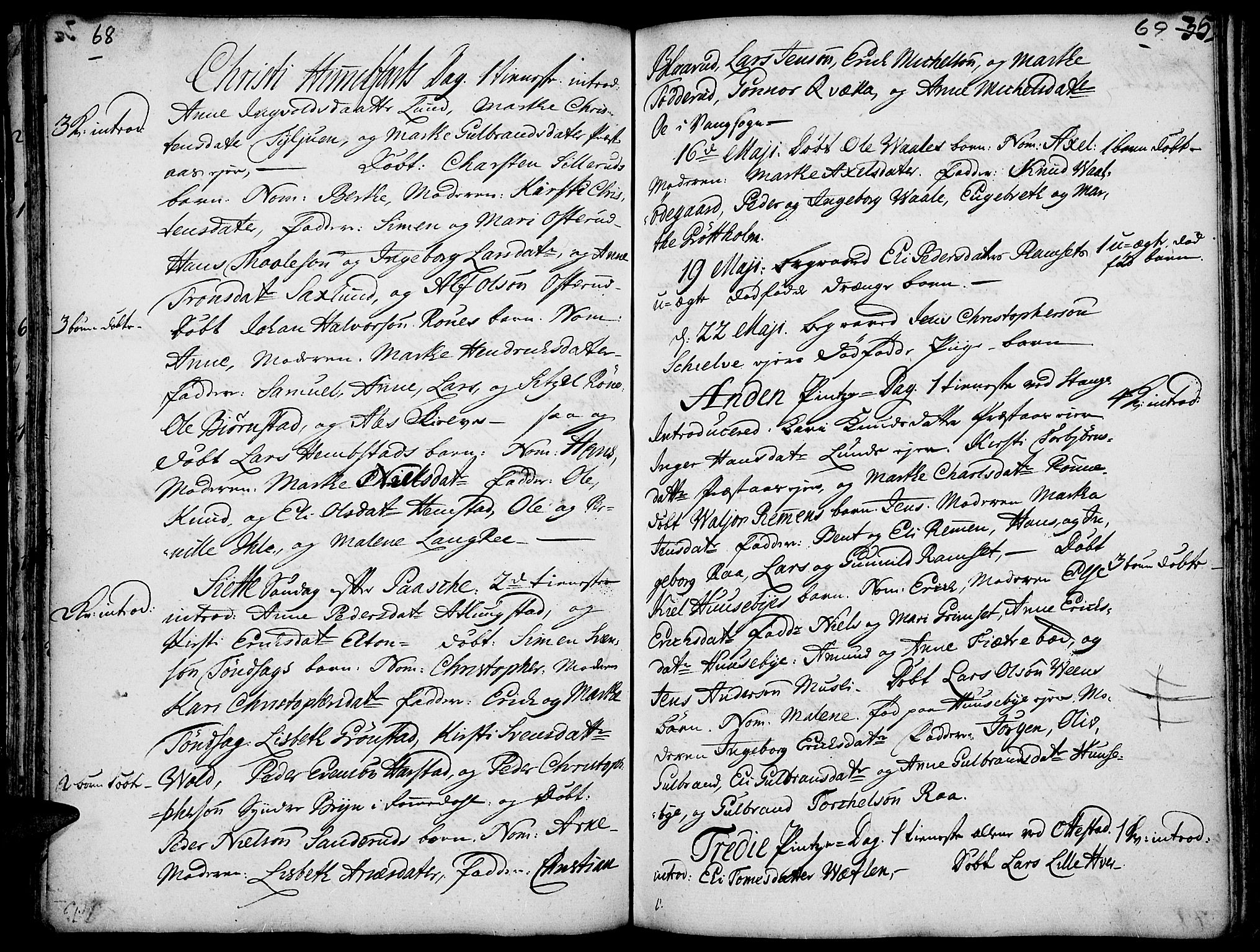 Stange prestekontor, AV/SAH-PREST-002/K/L0004: Parish register (official) no. 4, 1735-1754, p. 68-69