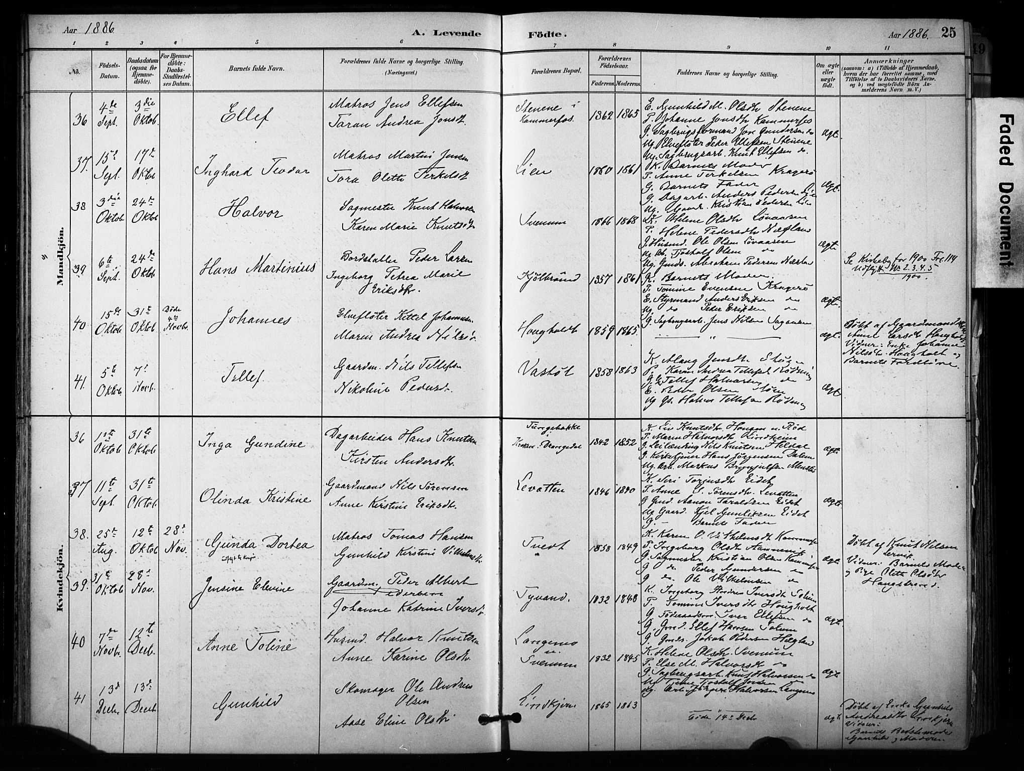 Sannidal kirkebøker, SAKO/A-296/F/Fa/L0015: Parish register (official) no. 15, 1884-1899, p. 25