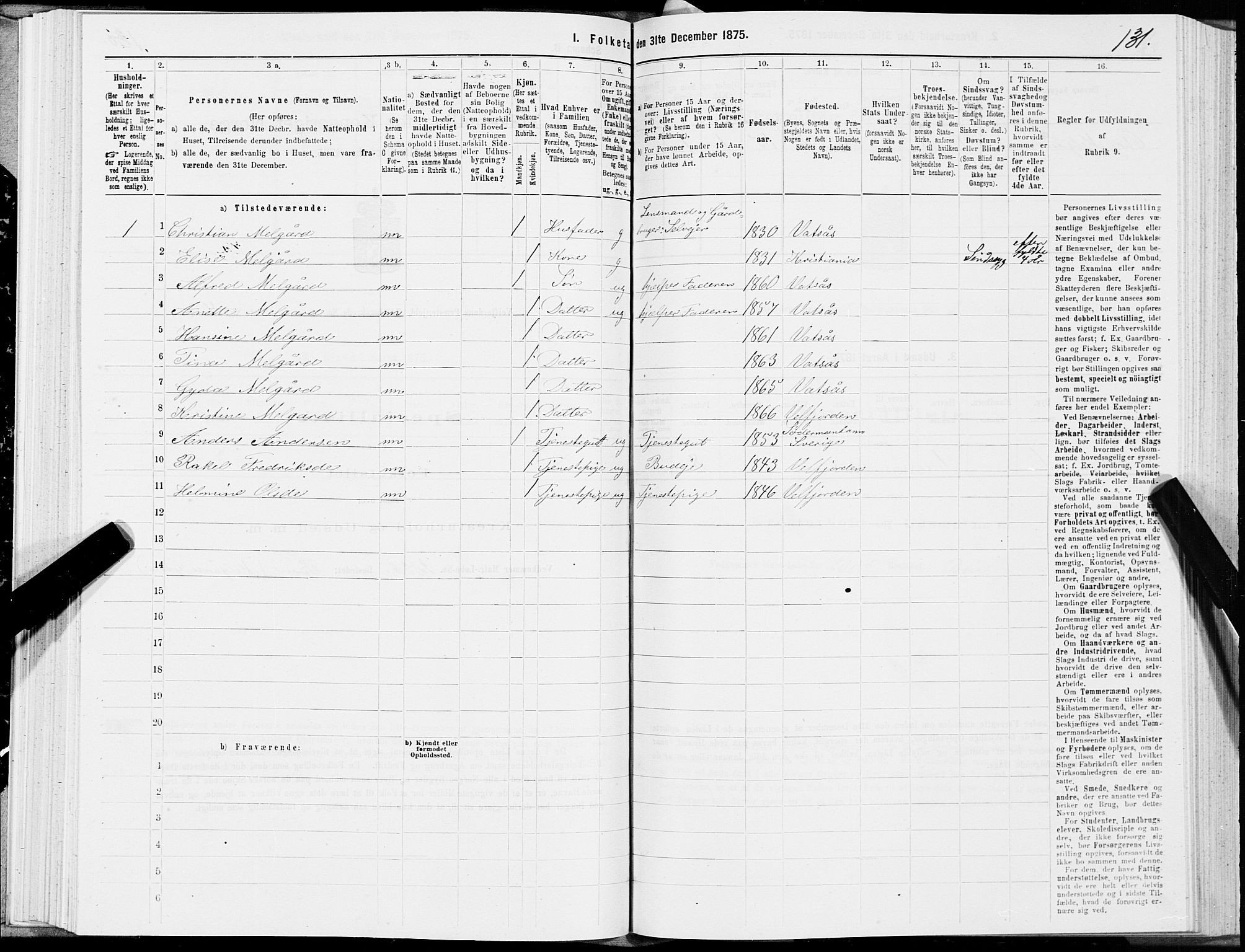 SAT, 1875 census for 1813P Velfjord, 1875, p. 1131