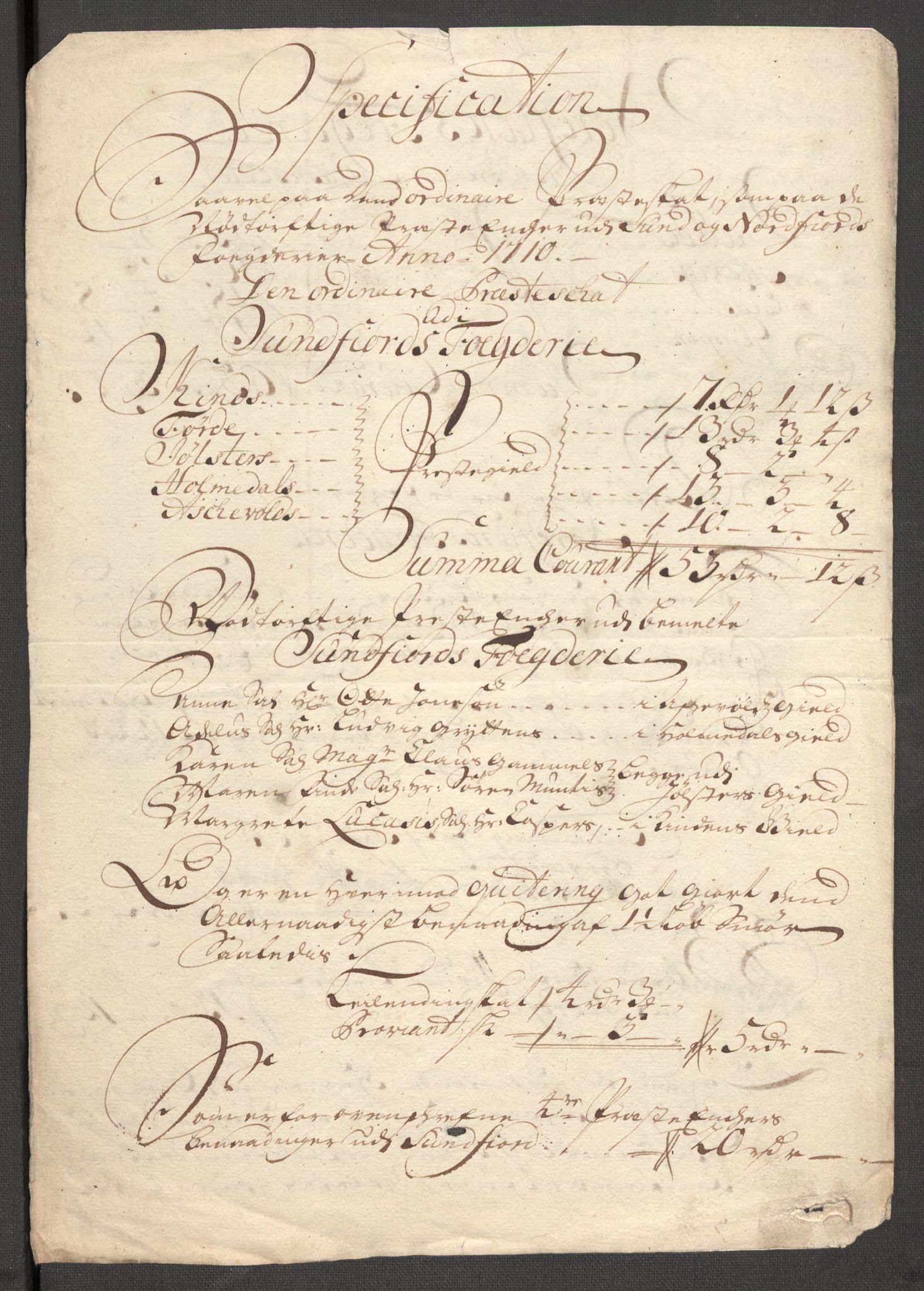 Rentekammeret inntil 1814, Reviderte regnskaper, Fogderegnskap, RA/EA-4092/R53/L3433: Fogderegnskap Sunn- og Nordfjord, 1710-1711, p. 154