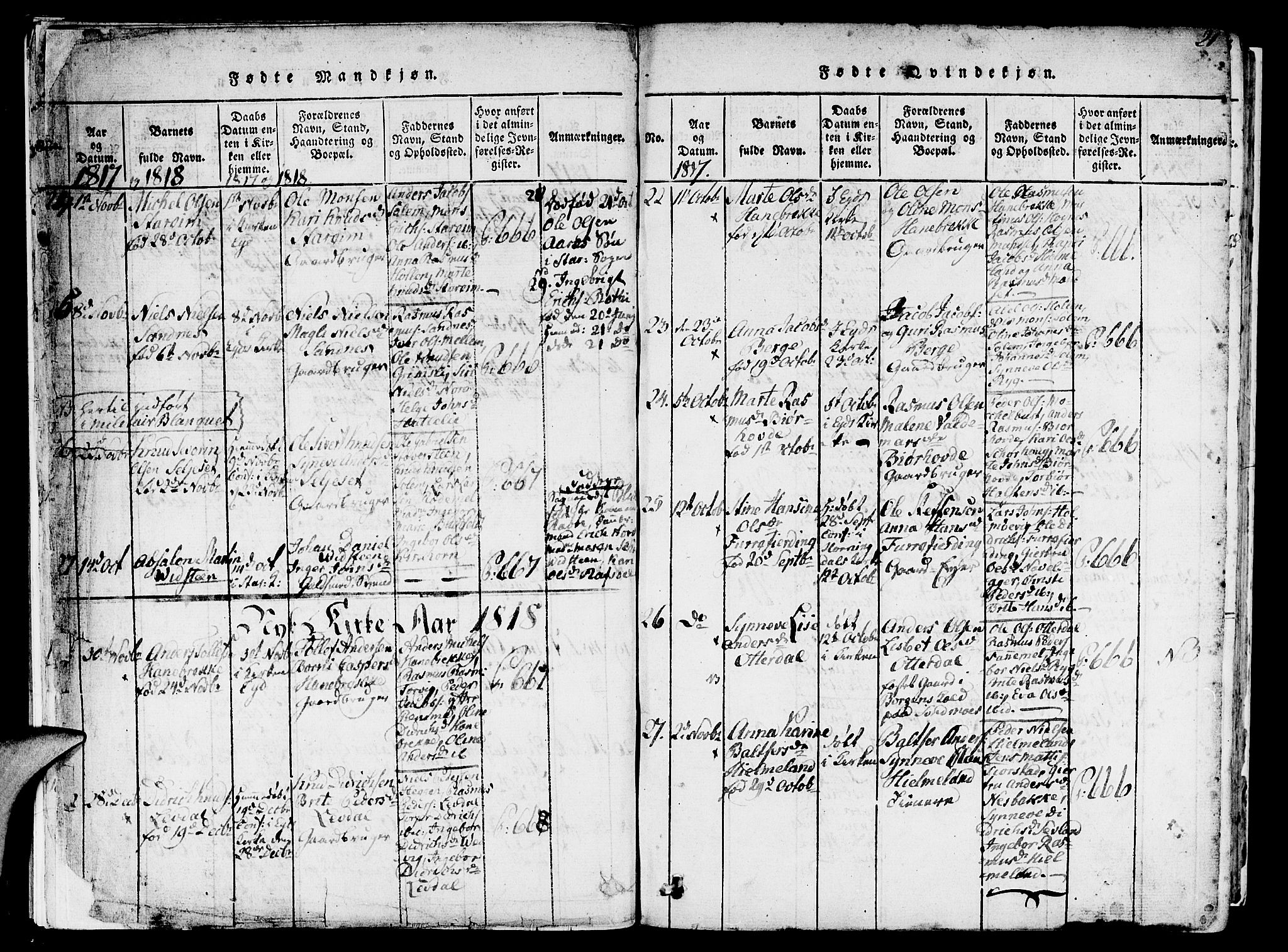 Eid sokneprestembete, SAB/A-82301/H/Haa/Haaa/L0005: Parish register (official) no. A 5, 1816-1830, p. 20-21