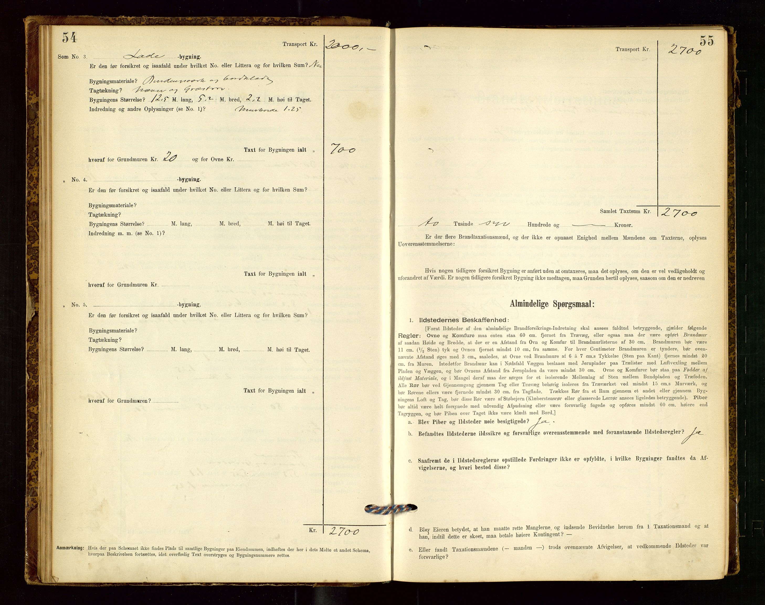 Lund lensmannskontor, SAST/A-100303/Gob/L0001: "Brandtakstprotokol", 1894-1907, p. 54-55