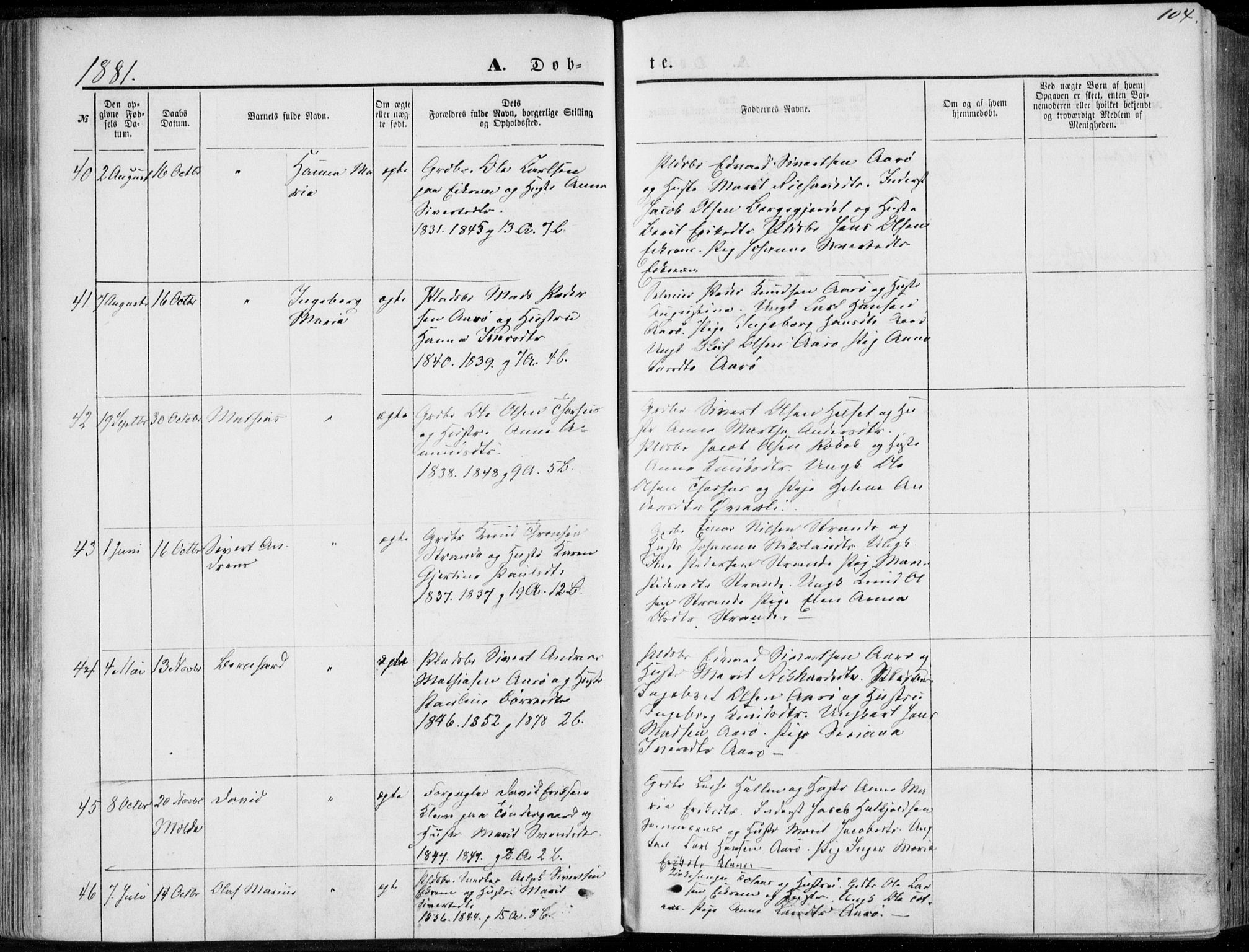 Ministerialprotokoller, klokkerbøker og fødselsregistre - Møre og Romsdal, AV/SAT-A-1454/555/L0655: Parish register (official) no. 555A05, 1869-1886, p. 104