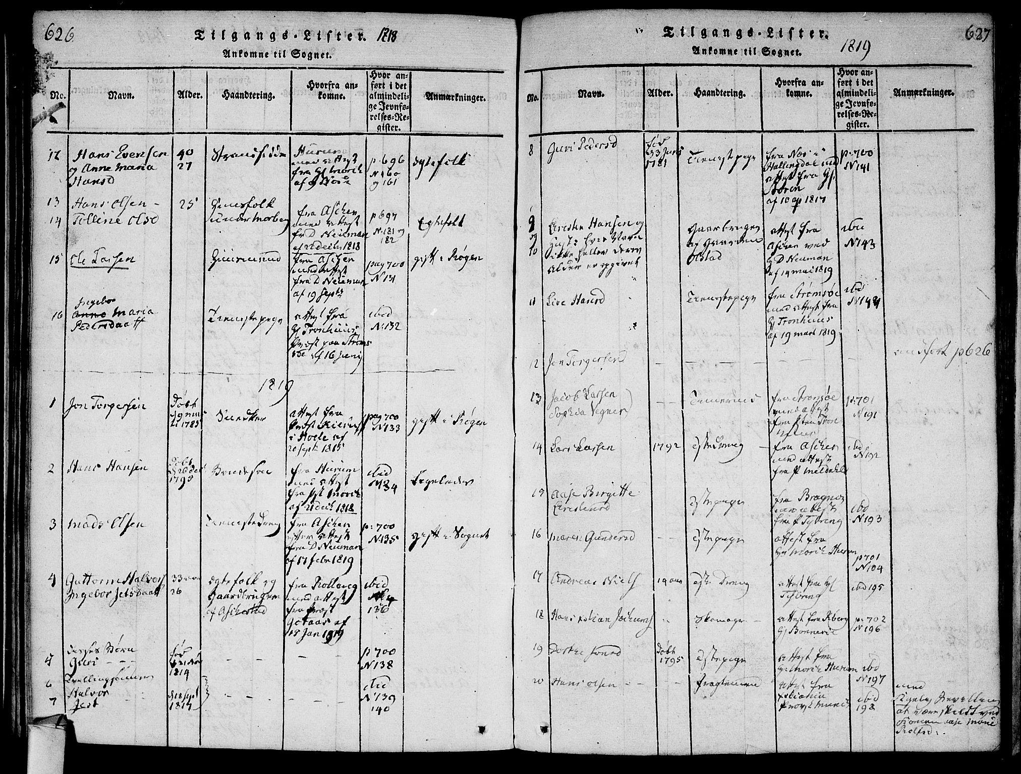 Røyken kirkebøker, SAKO/A-241/F/Fa/L0004: Parish register (official) no. 4, 1814-1832, p. 626-627