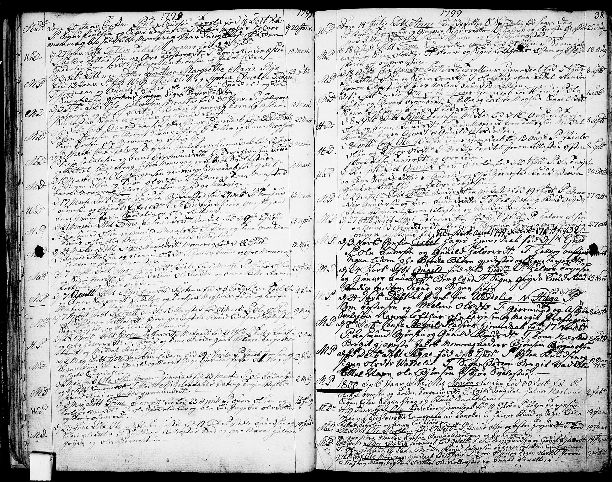 Fyresdal kirkebøker, SAKO/A-263/F/Fa/L0002: Parish register (official) no. I 2, 1769-1814, p. 38