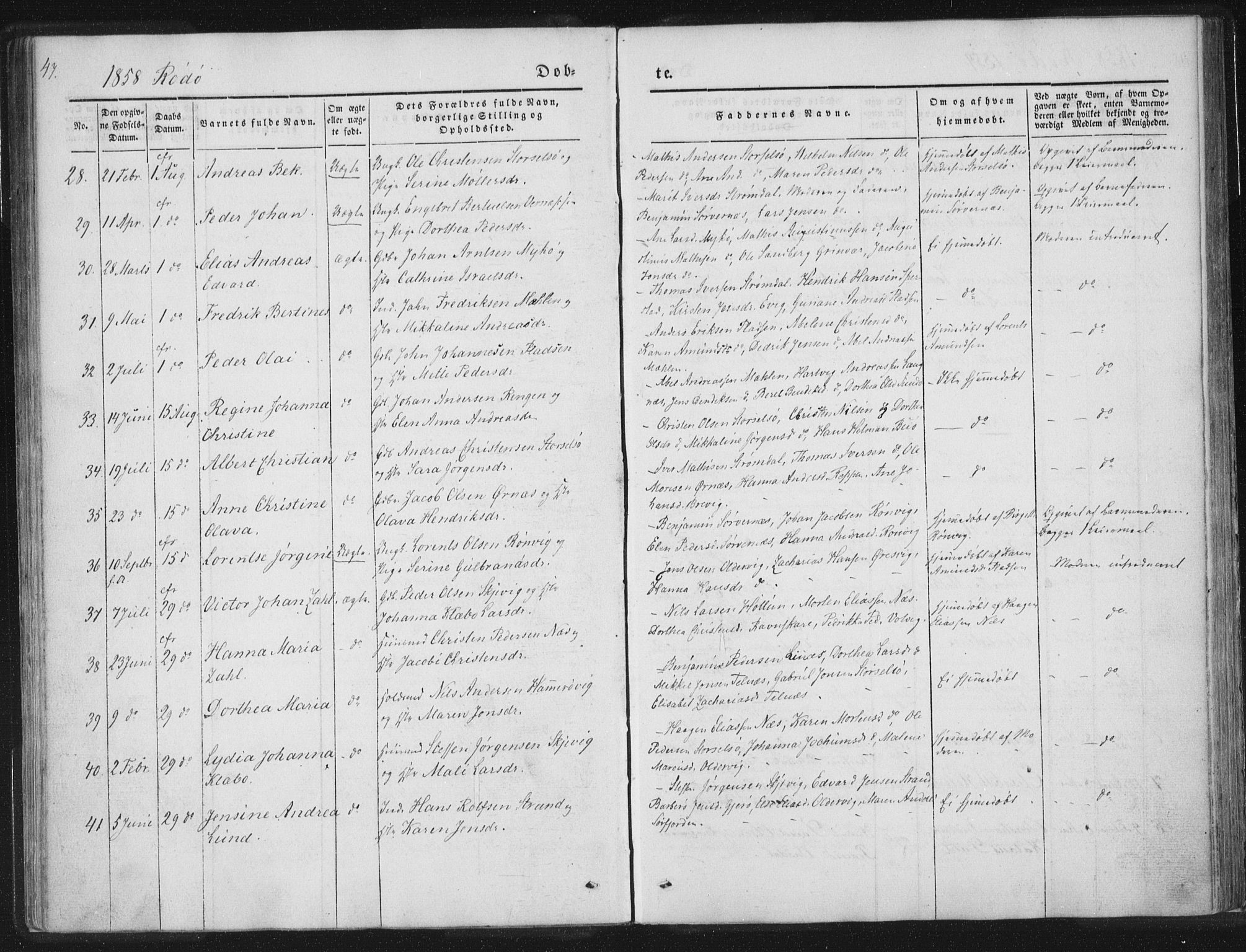 Ministerialprotokoller, klokkerbøker og fødselsregistre - Nordland, AV/SAT-A-1459/841/L0602: Parish register (official) no. 841A08 /1, 1845-1859, p. 47