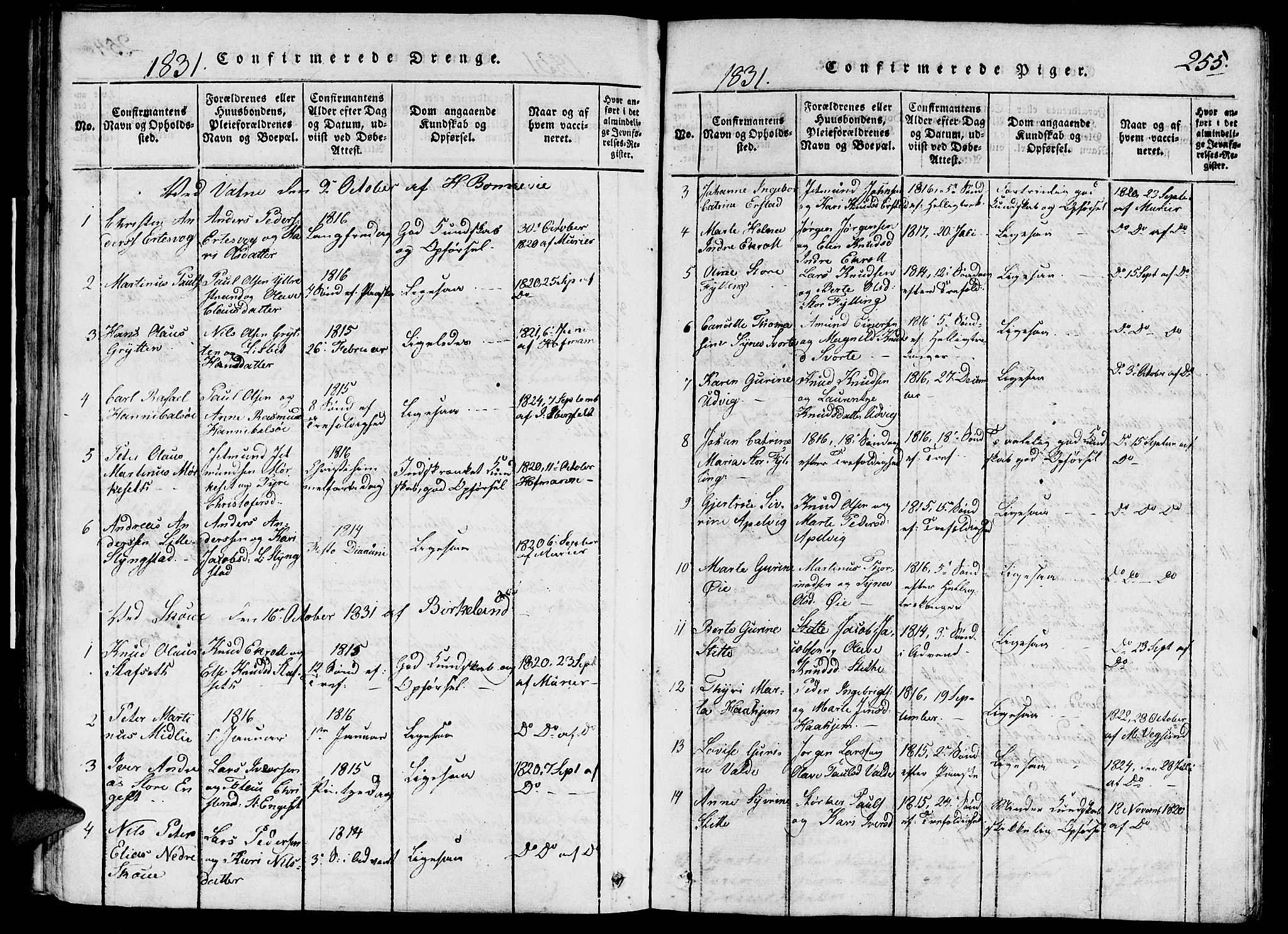 Ministerialprotokoller, klokkerbøker og fødselsregistre - Møre og Romsdal, AV/SAT-A-1454/524/L0351: Parish register (official) no. 524A03, 1816-1838, p. 255