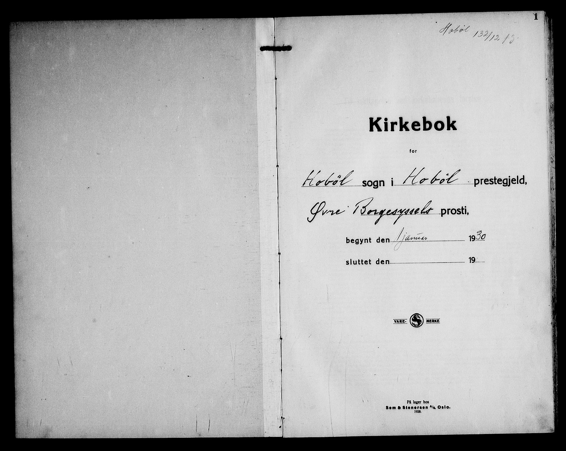 Hobøl prestekontor Kirkebøker, AV/SAO-A-2002/G/Gb/L0002: Parish register (copy) no. II 2, 1928-1945, p. 1