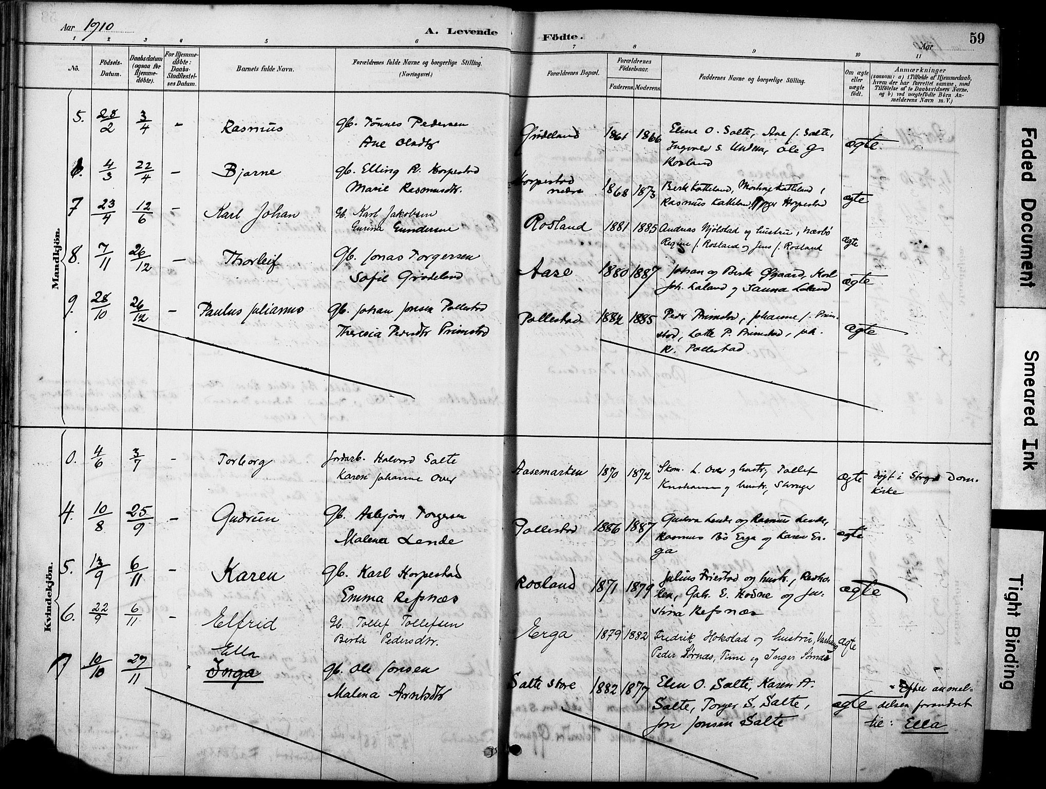 Klepp sokneprestkontor, AV/SAST-A-101803/001/3/30BA/L0007: Parish register (official) no. A 8, 1886-1912, p. 59