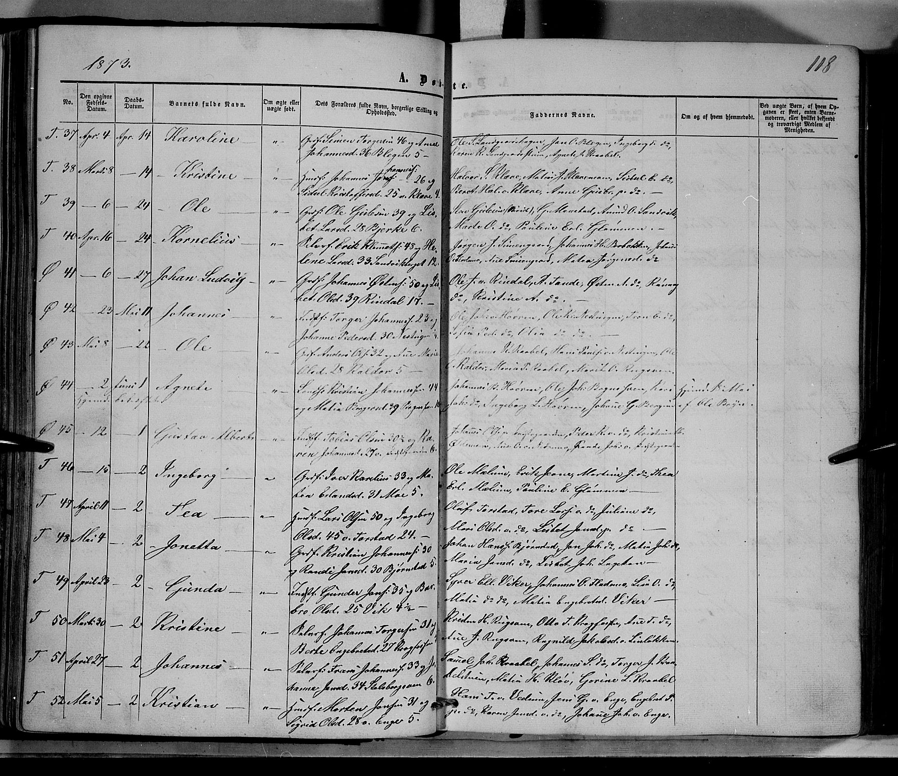 Øyer prestekontor, AV/SAH-PREST-084/H/Ha/Haa/L0006: Parish register (official) no. 6, 1858-1874, p. 118