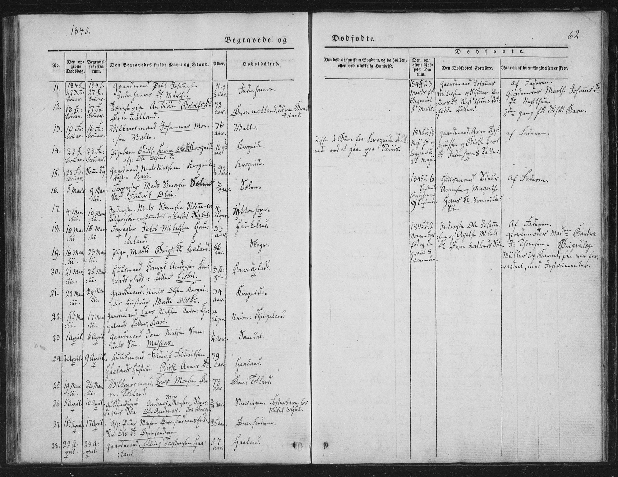 Fana Sokneprestembete, AV/SAB-A-75101/H/Haa/Haaa/L0010: Parish register (official) no. A 10, 1841-1851, p. 62