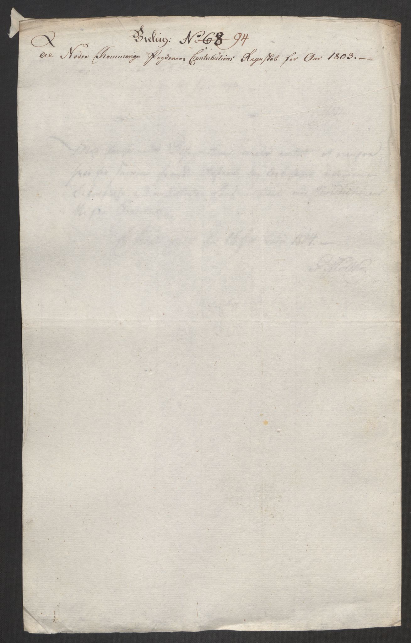 Rentekammeret inntil 1814, Reviderte regnskaper, Fogderegnskap, RA/EA-4092/R11/L0679: Fogderegnskap Nedre Romerike, 1803, p. 260