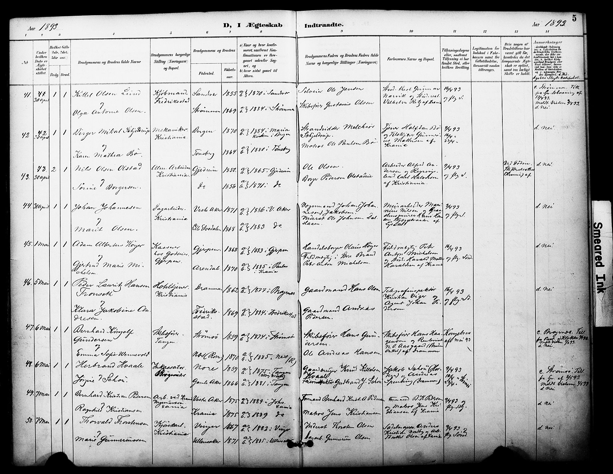 Johannes prestekontor Kirkebøker, AV/SAO-A-10852/F/Fa/L0006: Parish register (official) no. 6, 1893-1906, p. 5