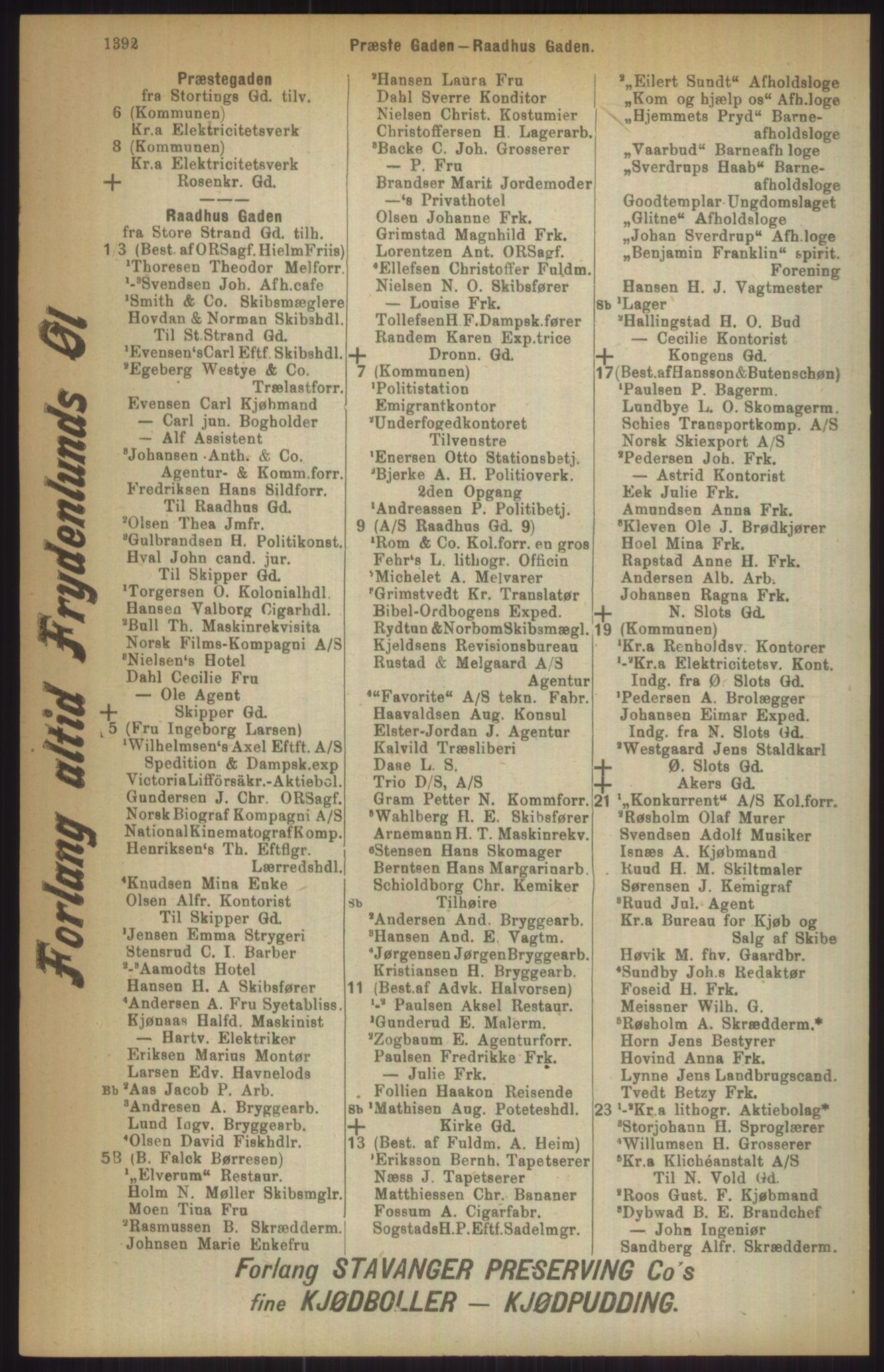 Kristiania/Oslo adressebok, PUBL/-, 1911, p. 1392