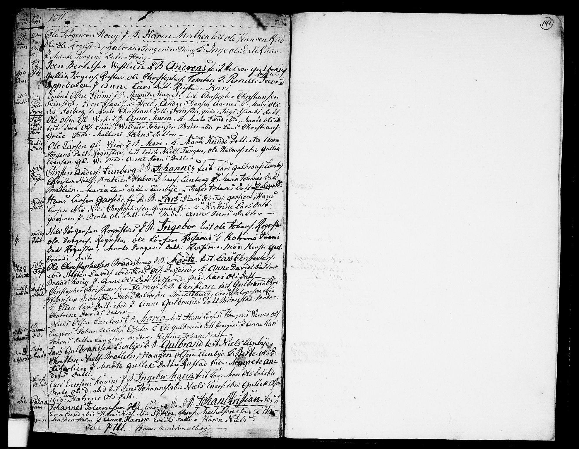 Hurdal prestekontor Kirkebøker, AV/SAO-A-10889/F/Fa/L0001: Parish register (official) no. I 1, 1777-1812, p. 141