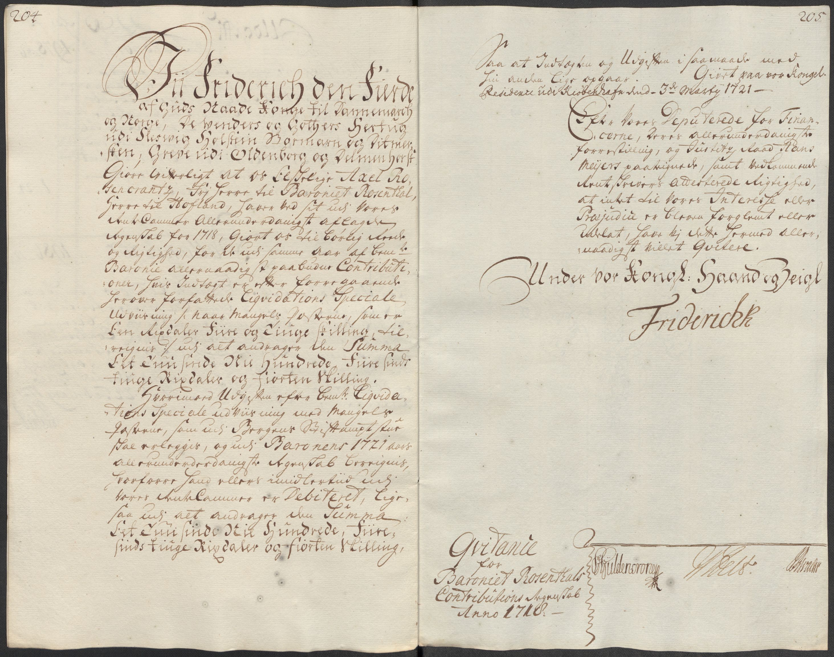 Rentekammeret inntil 1814, Reviderte regnskaper, Fogderegnskap, RA/EA-4092/R49/L3140: Fogderegnskap Rosendal Baroni, 1718-1720, p. 20