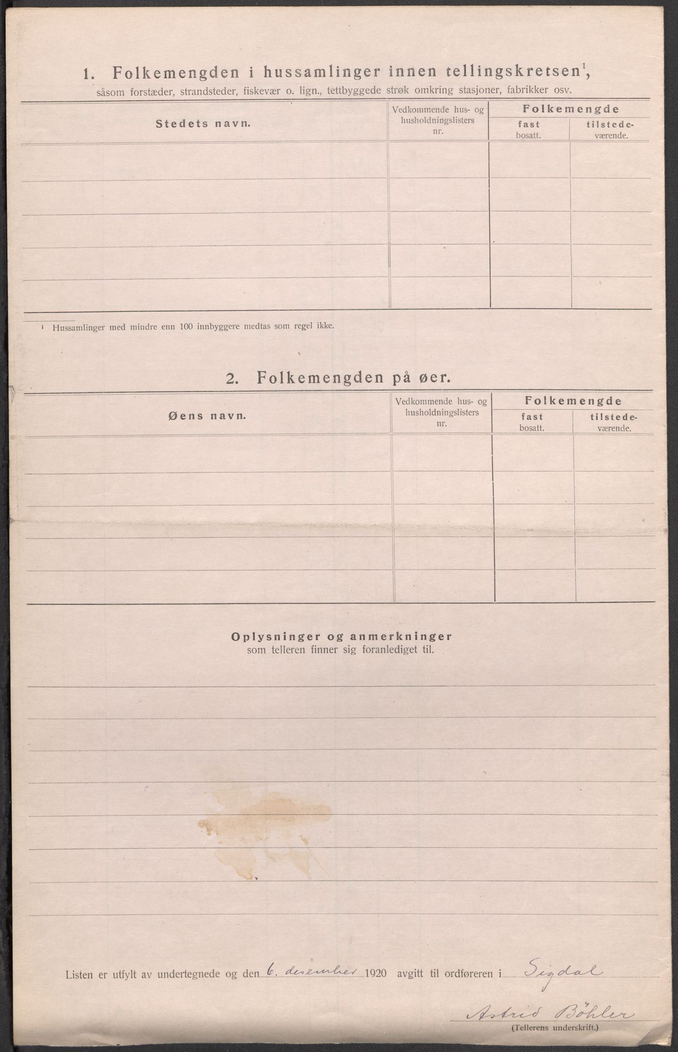 SAKO, 1920 census for Sigdal, 1920, p. 11