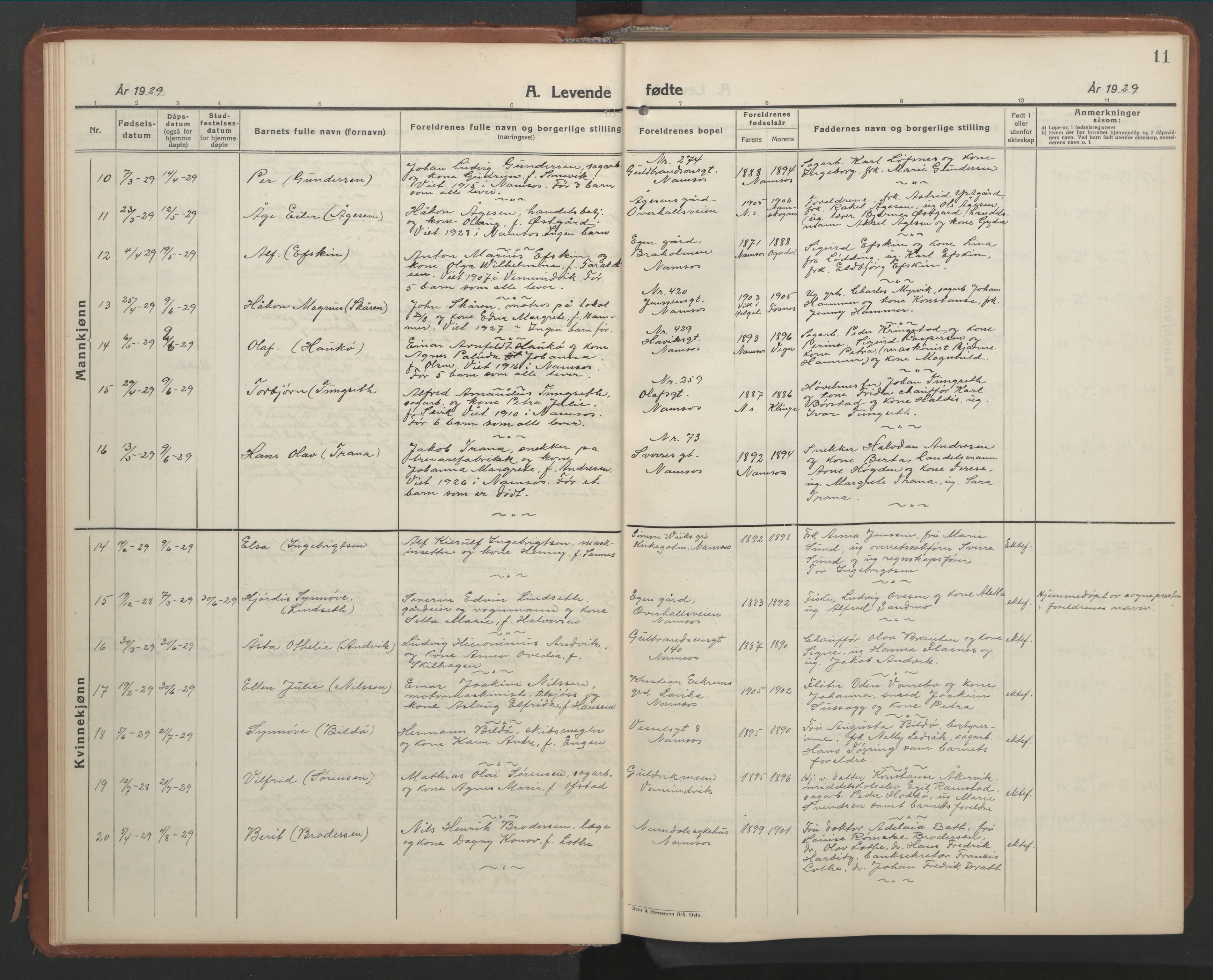 Ministerialprotokoller, klokkerbøker og fødselsregistre - Nord-Trøndelag, AV/SAT-A-1458/768/L0583: Parish register (copy) no. 768C01, 1928-1953, p. 11