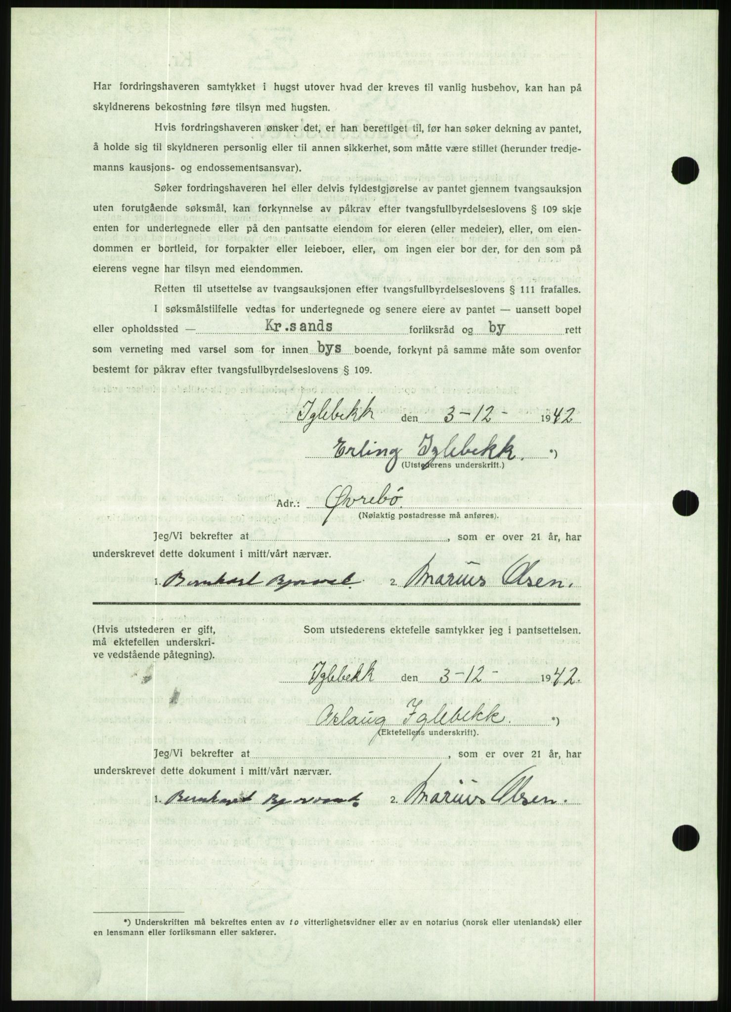 Torridal sorenskriveri, SAK/1221-0012/G/Gb/Gbb/L0009: Mortgage book no. 53b, 1942-1943, Diary no: : 1459/1942