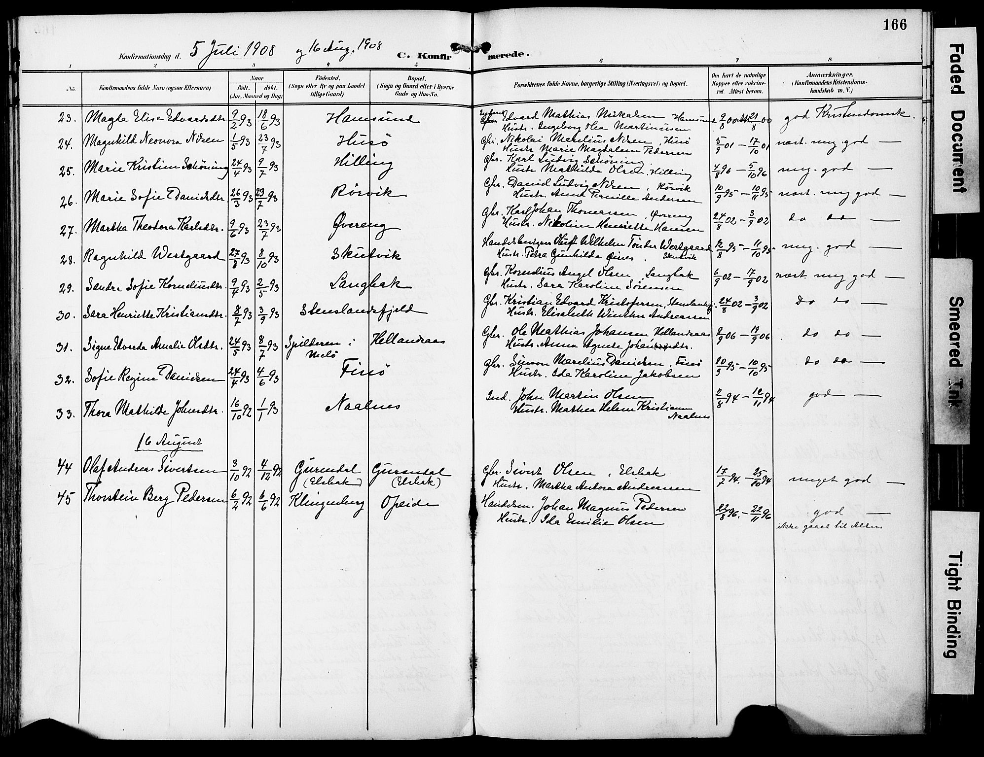 Ministerialprotokoller, klokkerbøker og fødselsregistre - Nordland, AV/SAT-A-1459/859/L0848: Parish register (official) no. 859A08, 1900-1912, p. 166