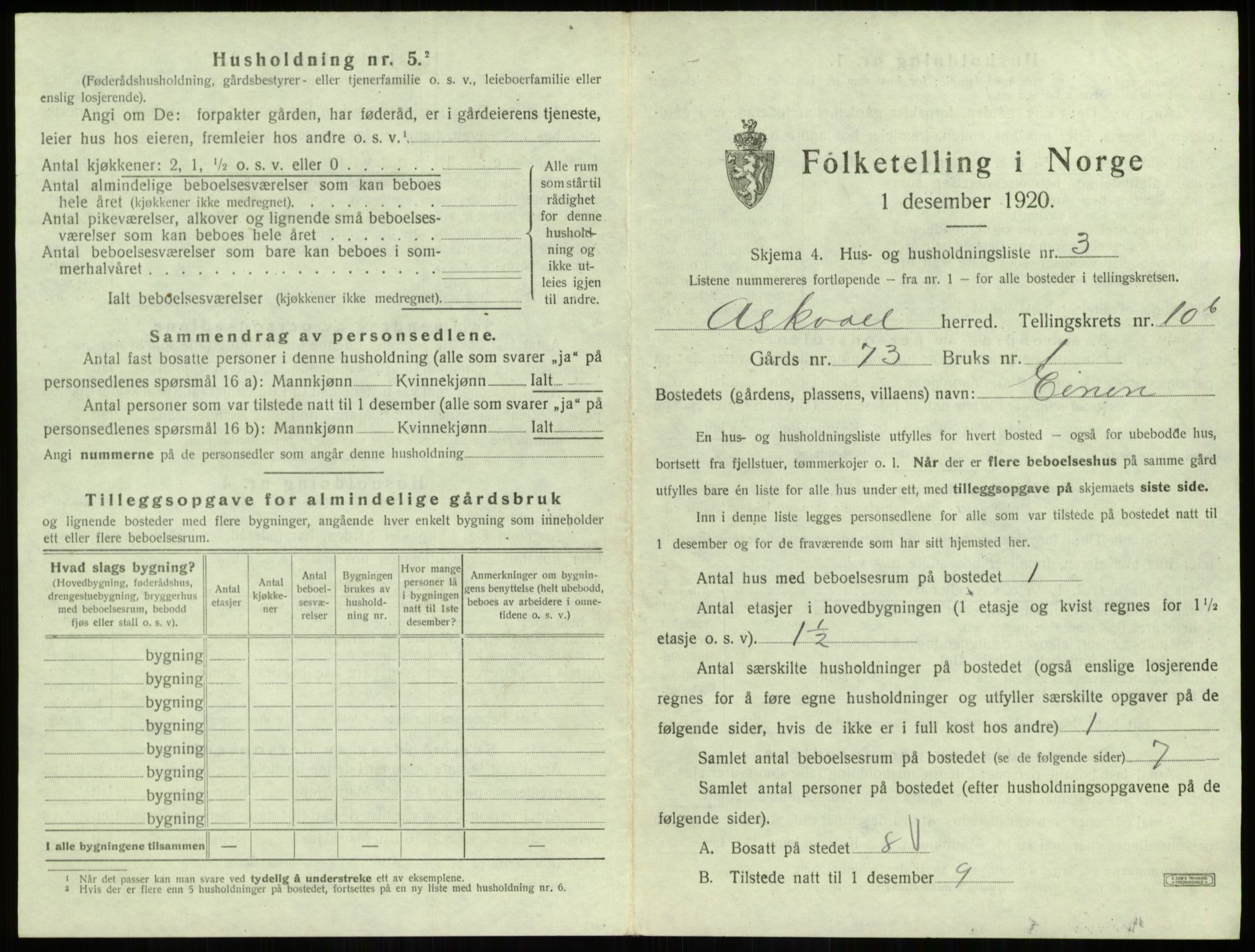 SAB, 1920 census for Askvoll, 1920, p. 549