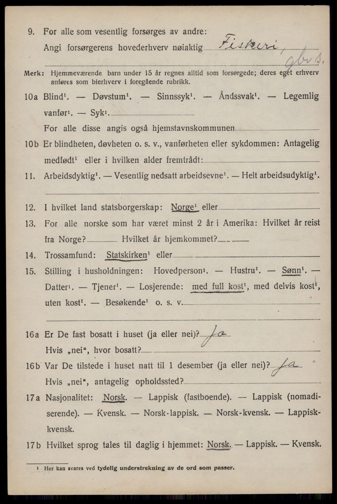 SAT, 1920 census for Moskenes, 1920, p. 2657