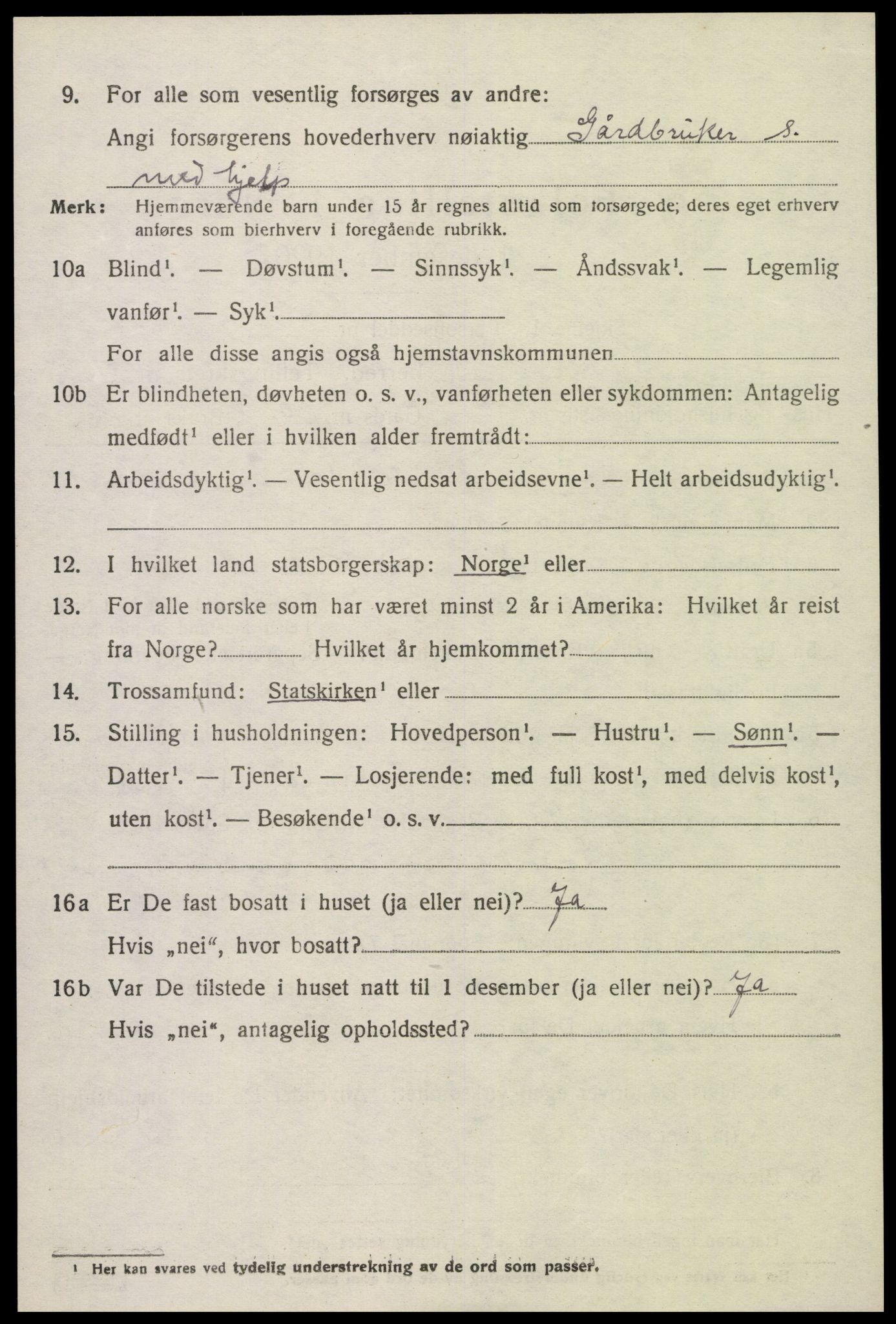 SAK, 1920 census for Austre Moland, 1920, p. 2206