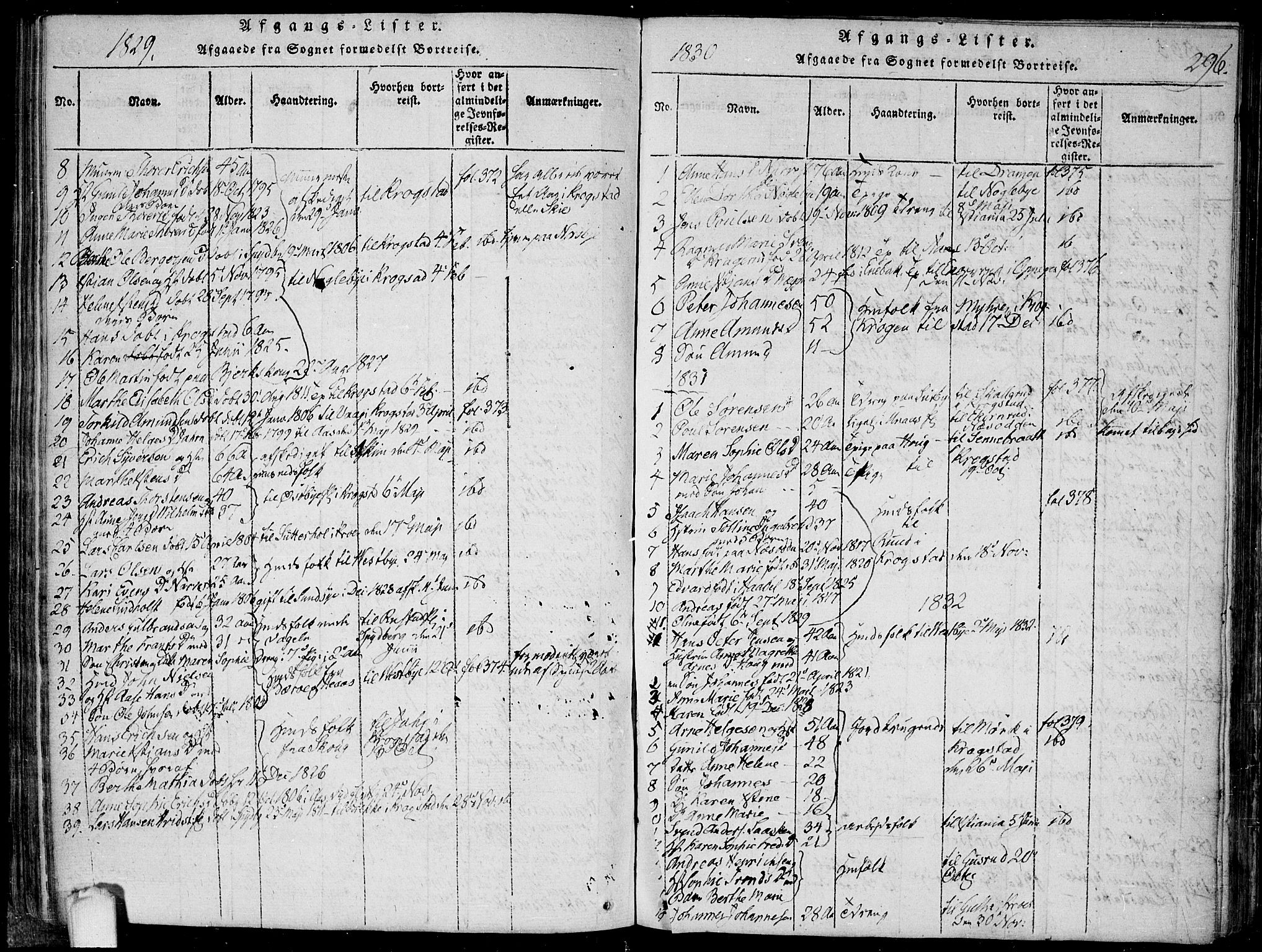 Hobøl prestekontor Kirkebøker, SAO/A-2002/F/Fa/L0002: Parish register (official) no. I 2, 1814-1841, p. 296