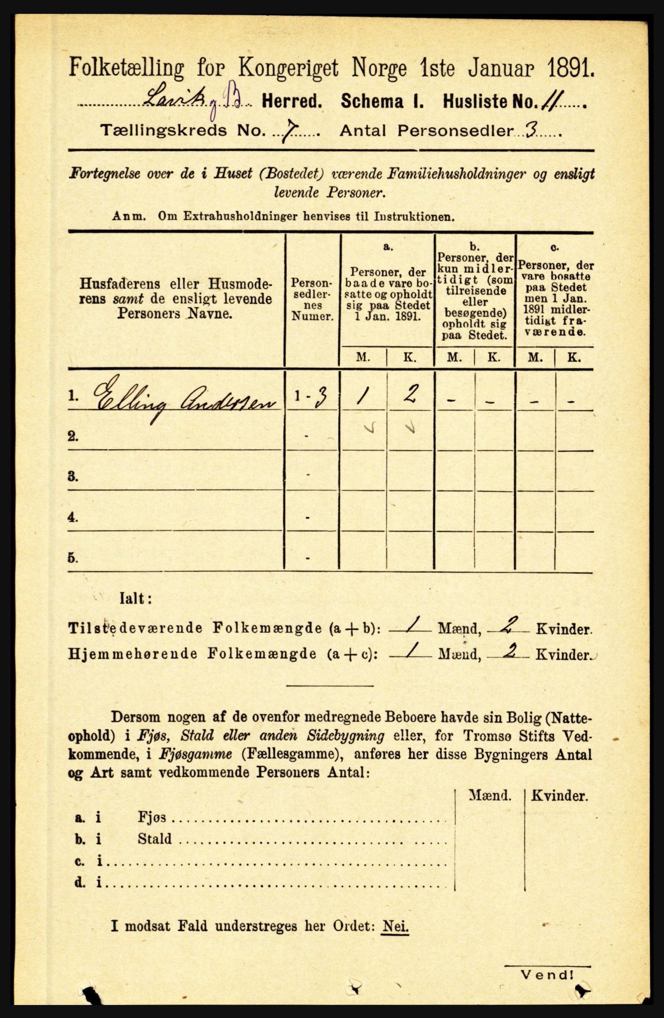 RA, 1891 census for 1415 Lavik og Brekke, 1891, p. 1332