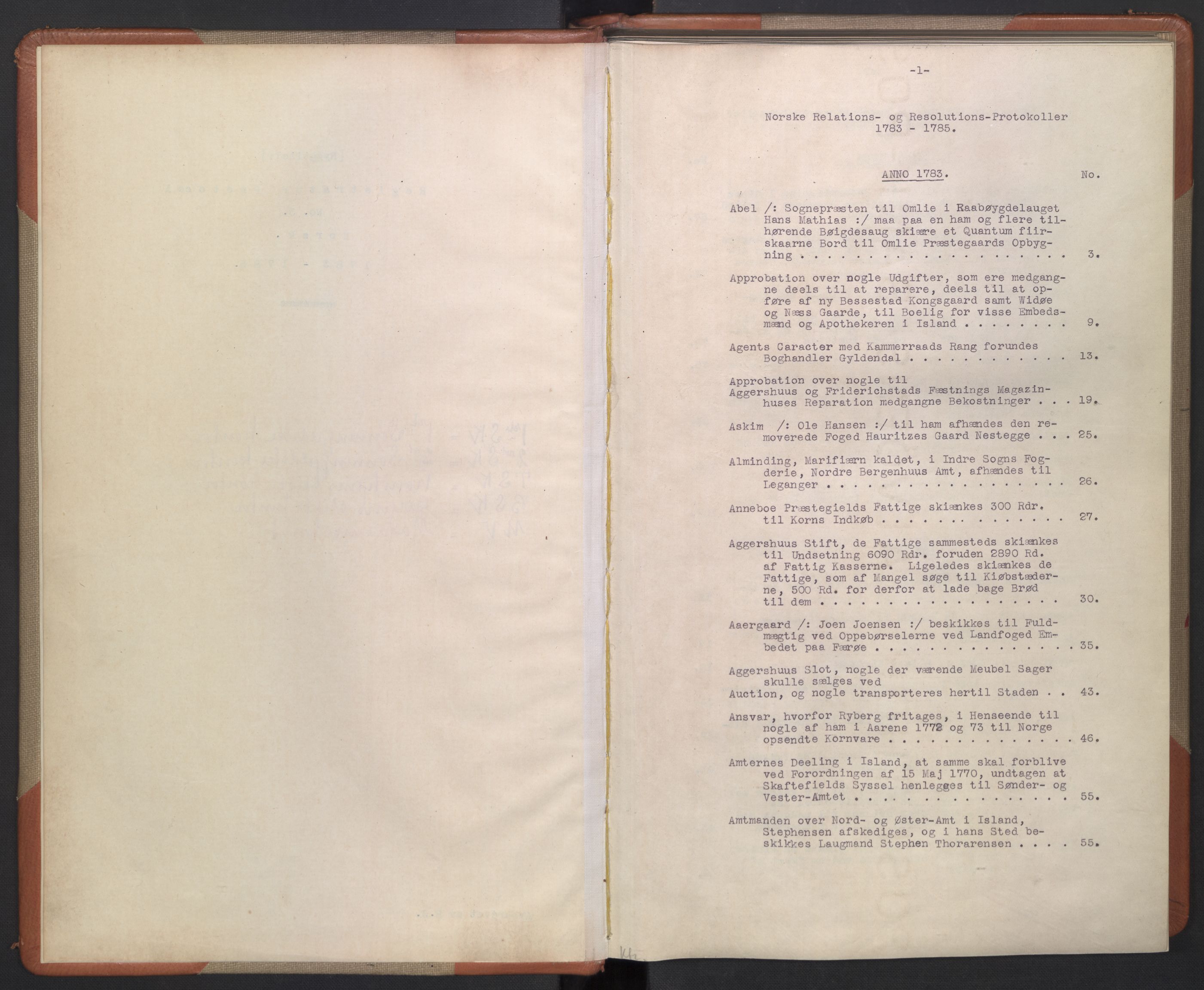 Avskriftsamlingen, AV/RA-EA-4022/F/Fb/L0125: Registratur over norske Relasjons- og  resolusjonsprotokoller, 1783-1785, p. 4