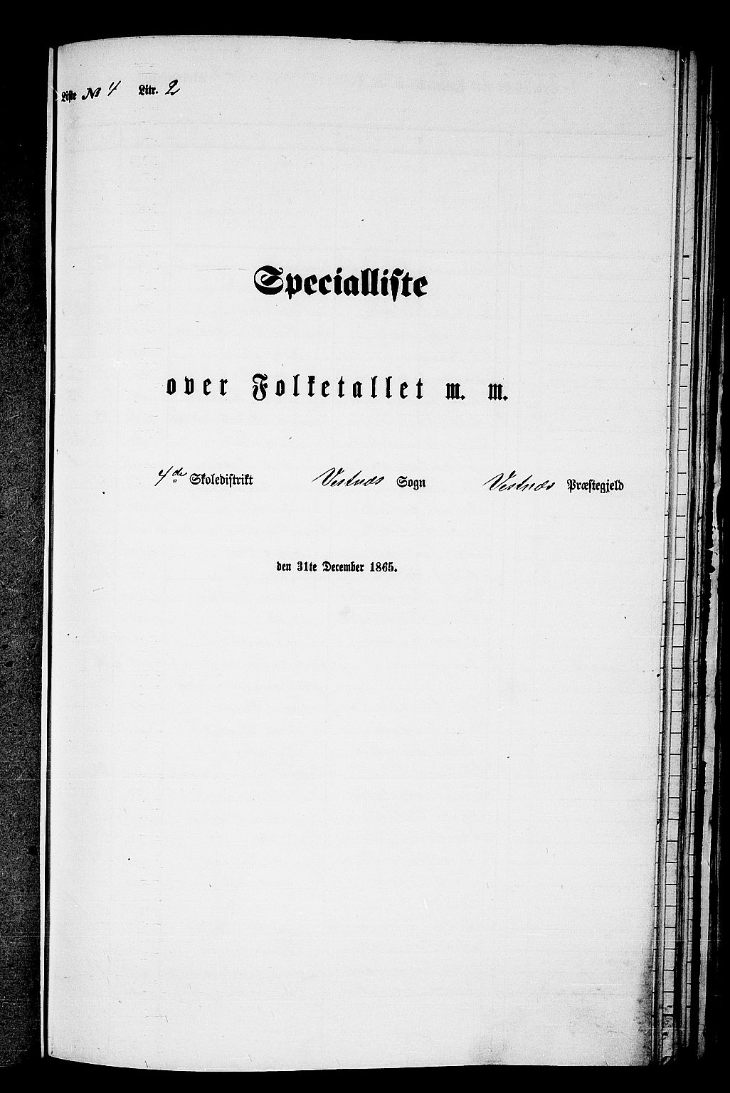 RA, 1865 census for Vestnes, 1865, p. 93