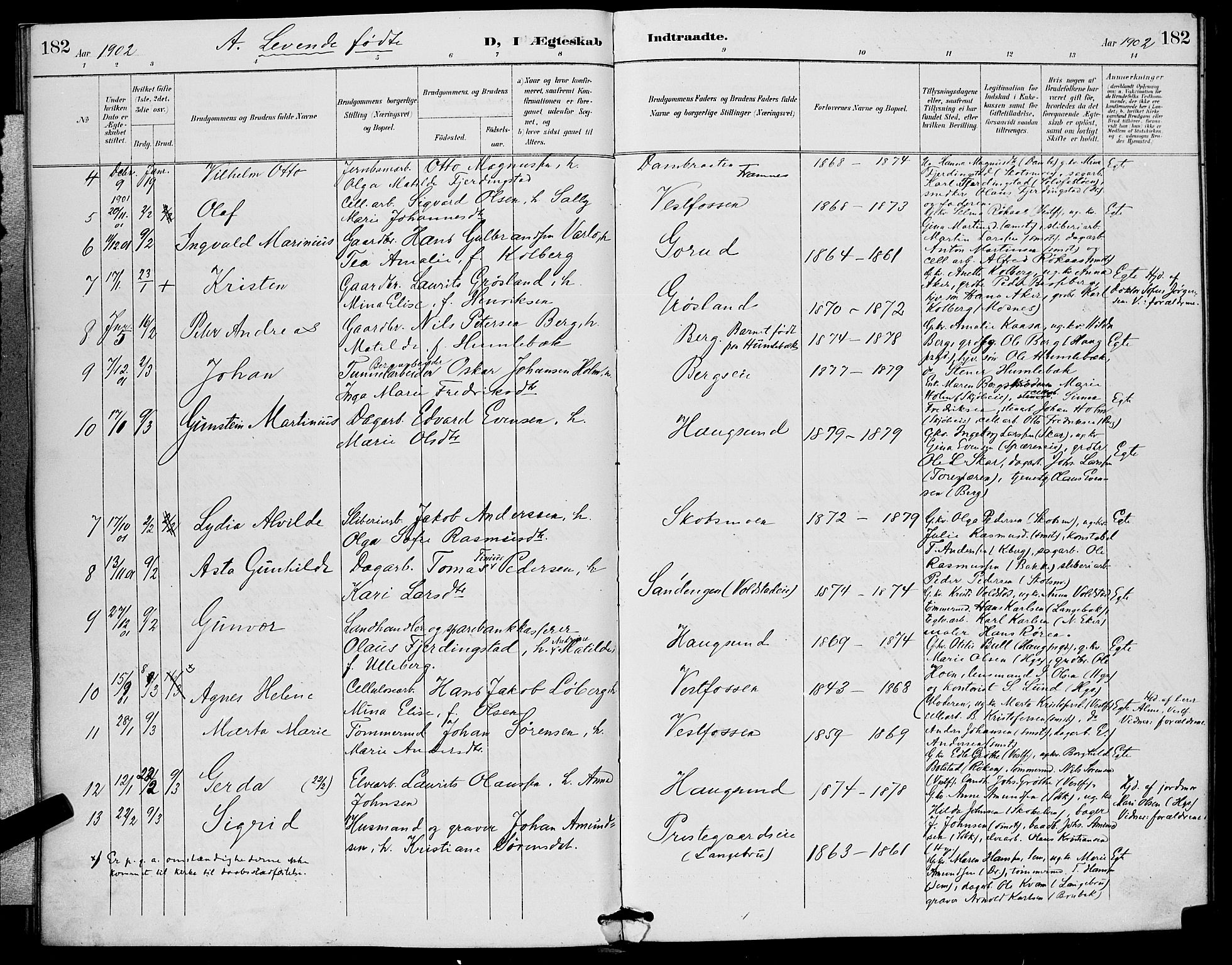 Eiker kirkebøker, SAKO/A-4/G/Ga/L0007: Parish register (copy) no. I 7, 1893-1902, p. 182