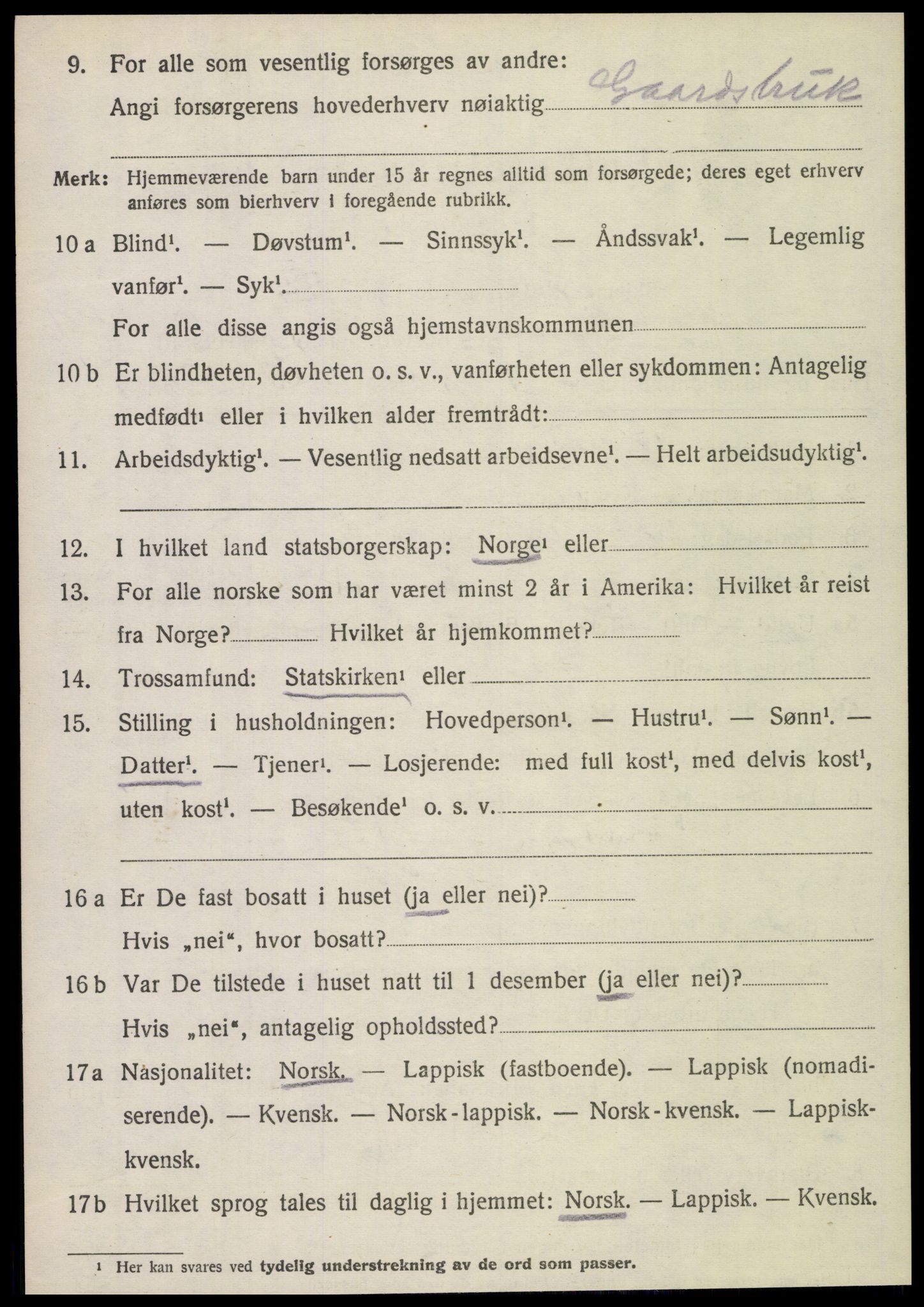 SAT, 1920 census for Sparbu, 1920, p. 6840